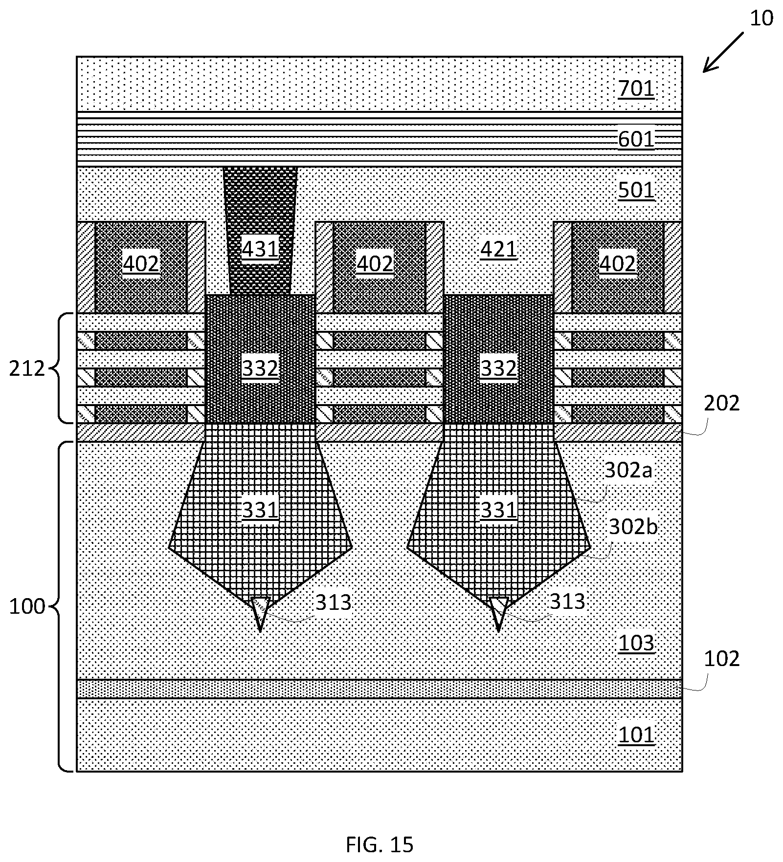 Patent US12568669 Figure 15 – Placeholder profile formation for backside contact