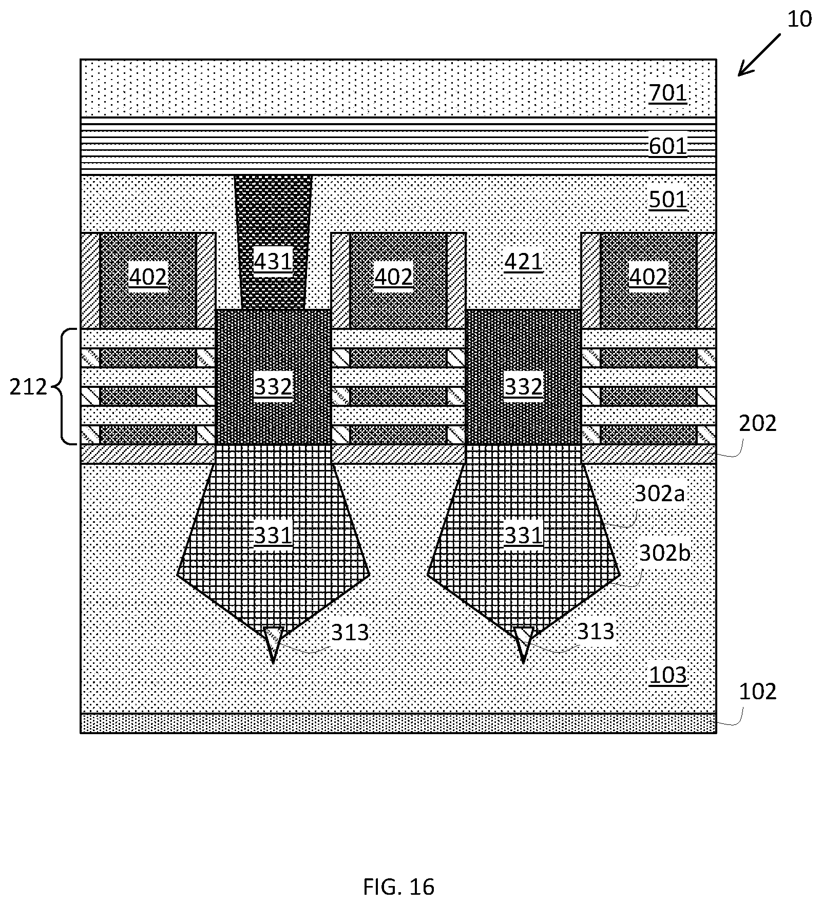 Patent US12568669 Figure 16 – Placeholder profile formation for backside contact