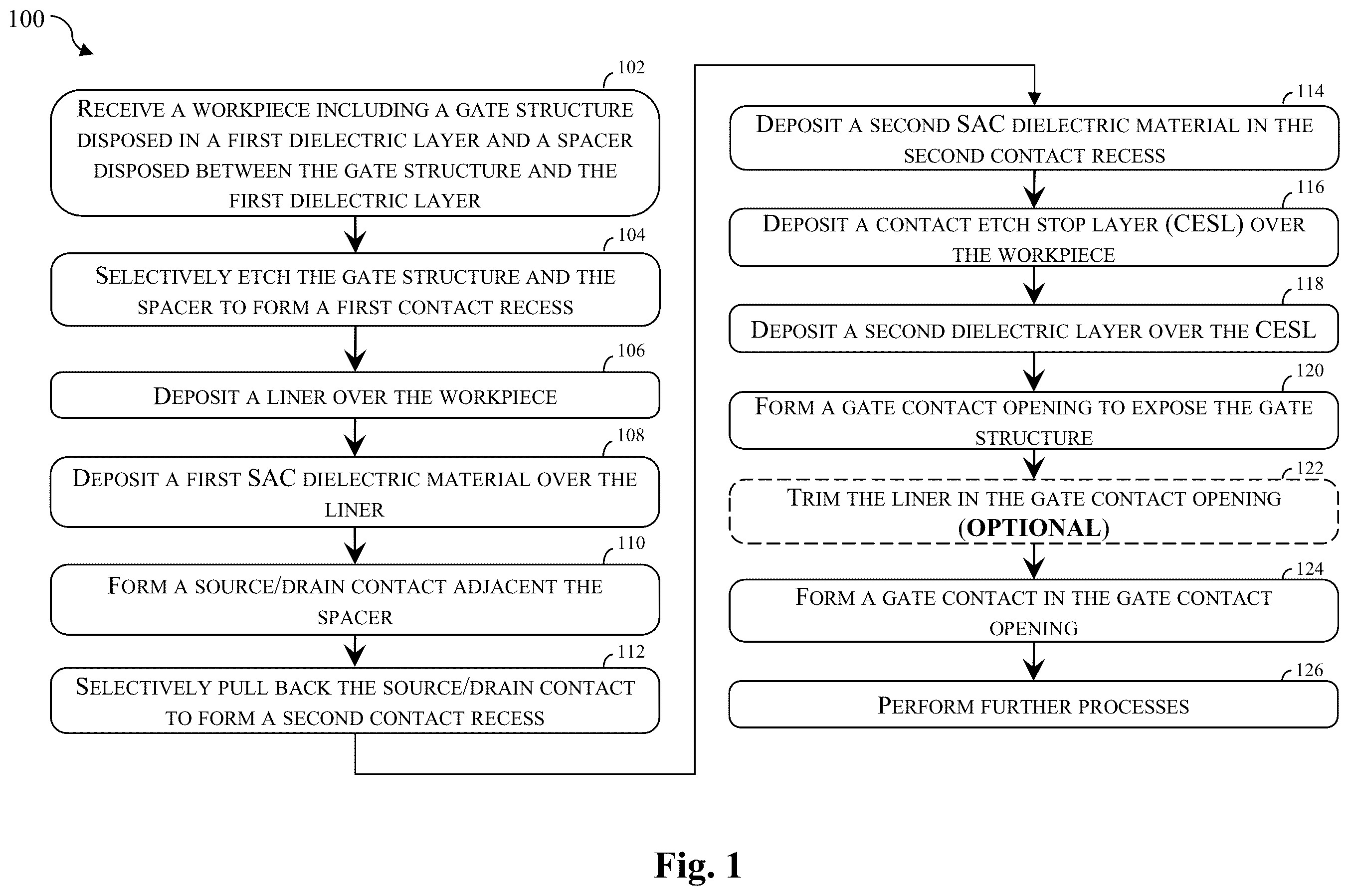 Patent US12568670 Figure 1 – Self-aligned contact structures