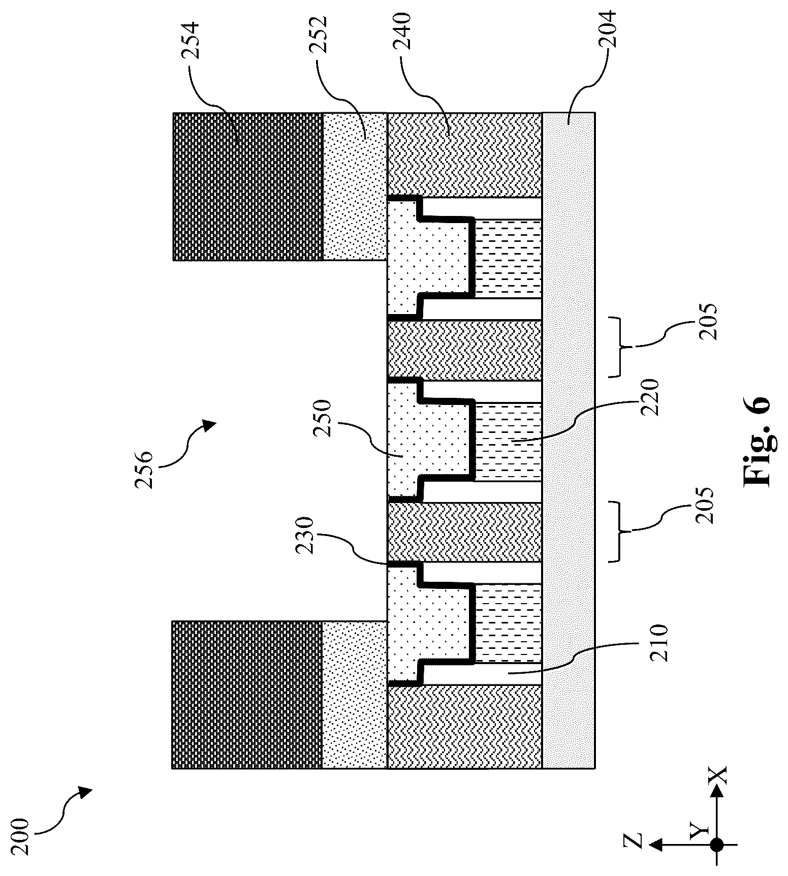 Patent US12568670 Figure 6 – Self-aligned contact structures
