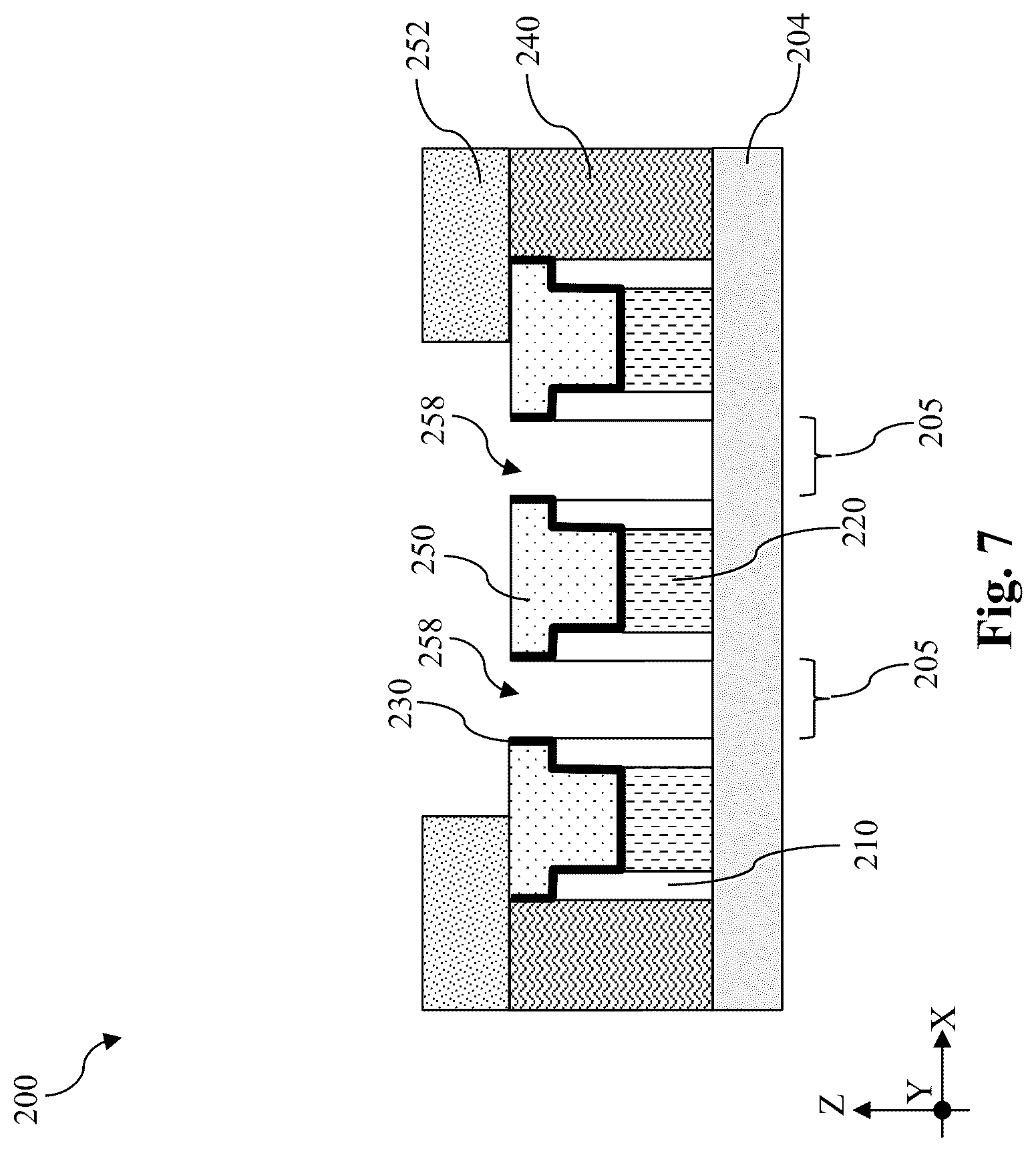 Patent US12568670 Figure 7 – Self-aligned contact structures