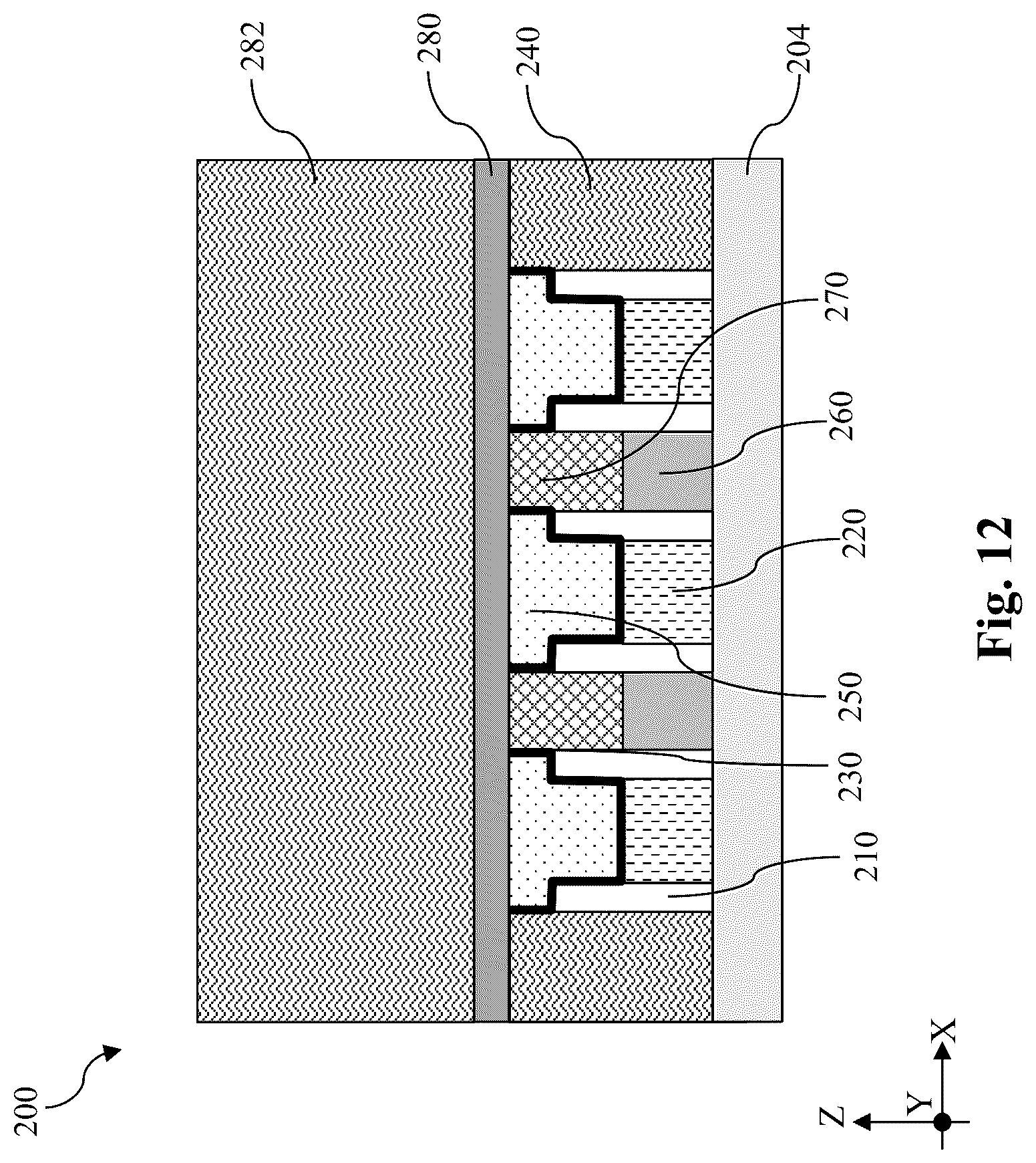 Patent US12568670 Figure 12 – Self-aligned contact structures