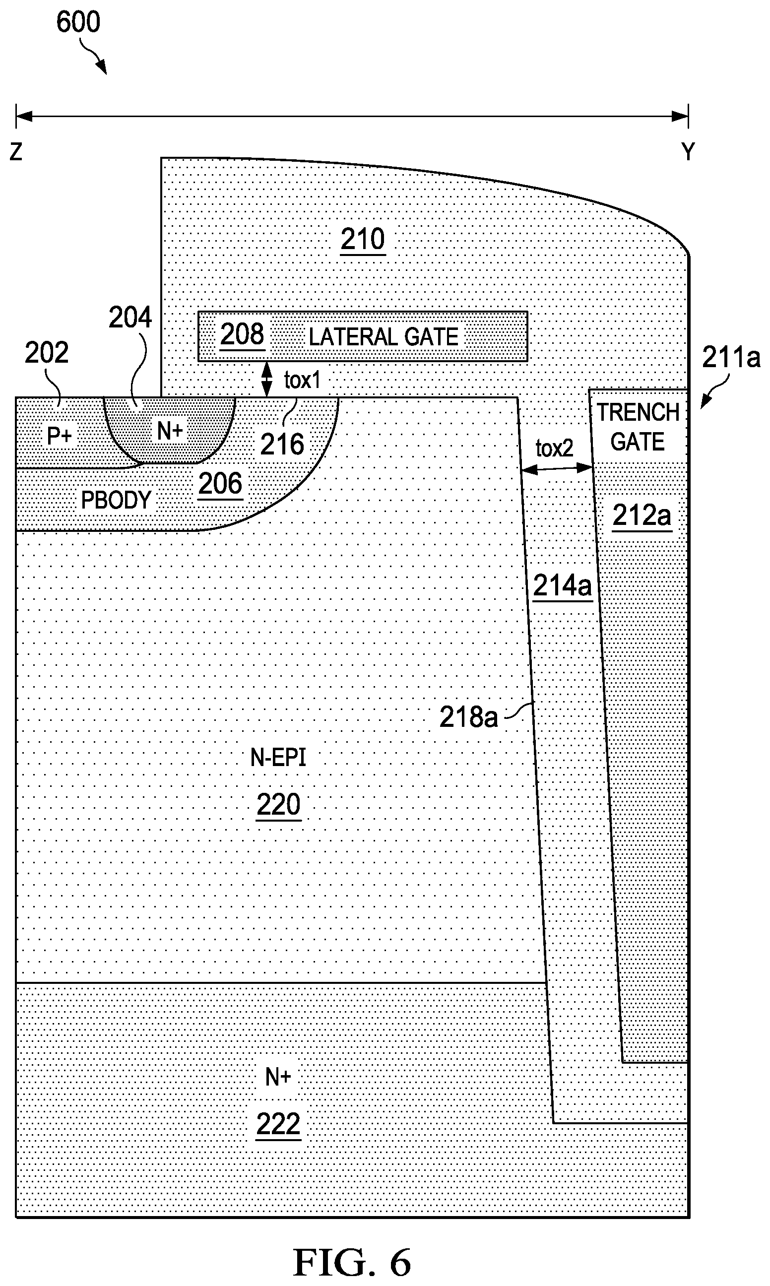 Patent US12568673 Figure 8 – Lateral surface gate vertical field effect transistor with adjustable output capacitance