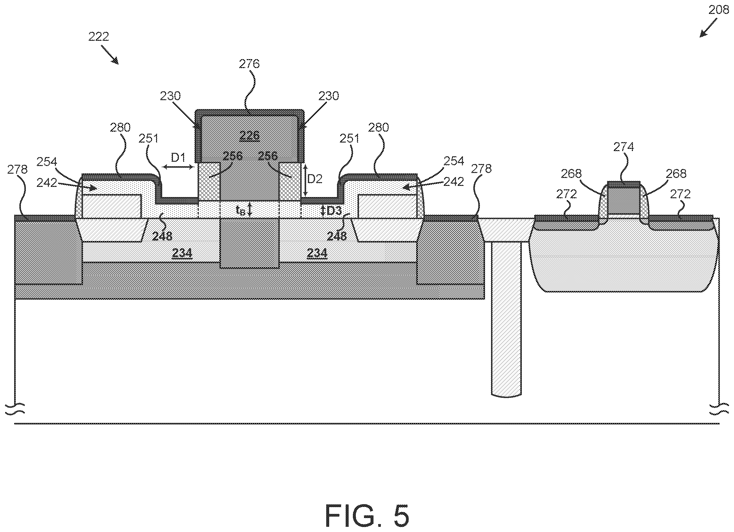 Patent US12568680 Figure 5 – Nickel silicide in bipolar complementary-metal-oxide-semiconductor (BiCMOS) device