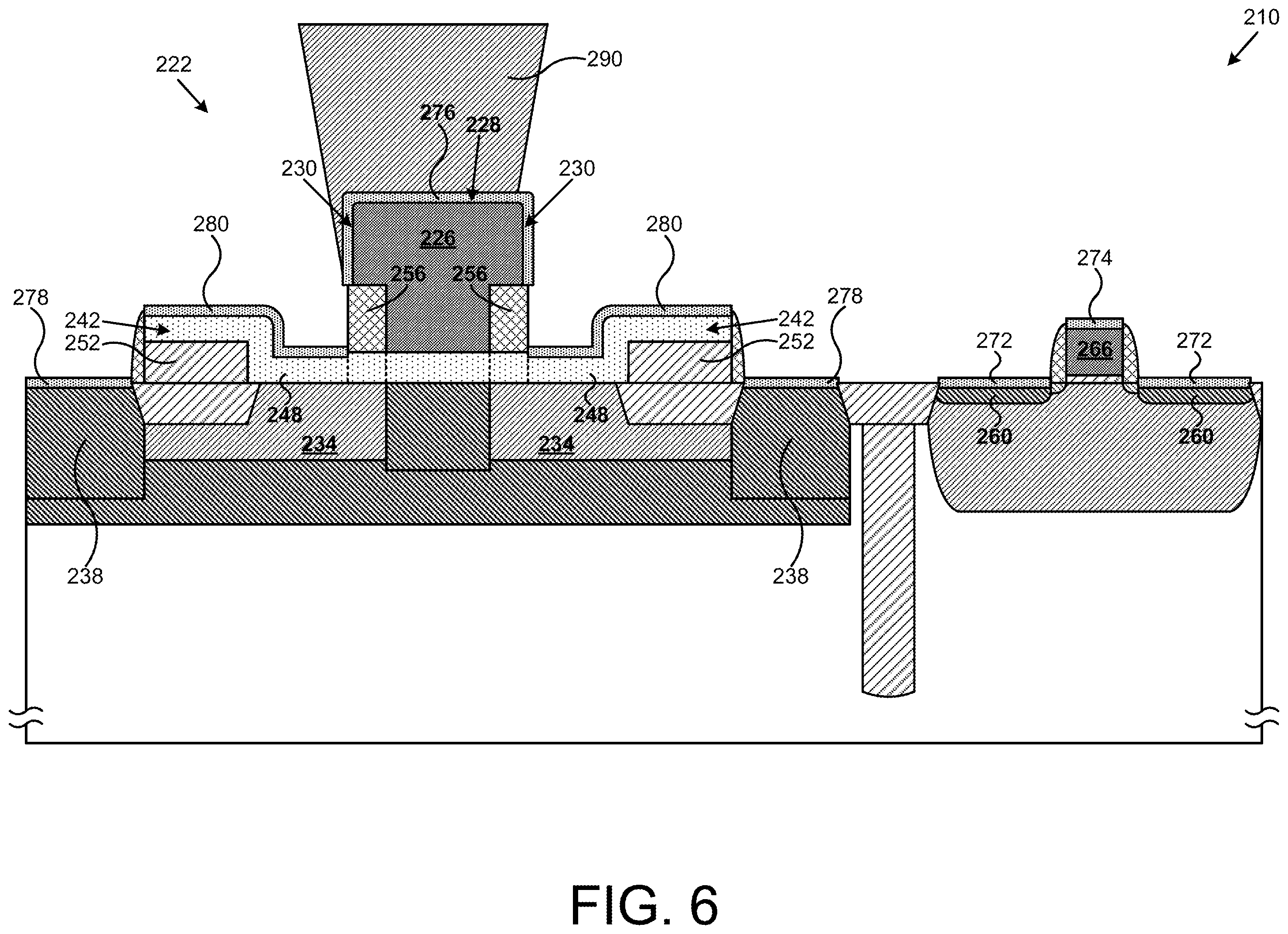 Patent US12568680 Figure 6 – Nickel silicide in bipolar complementary-metal-oxide-semiconductor (BiCMOS) device