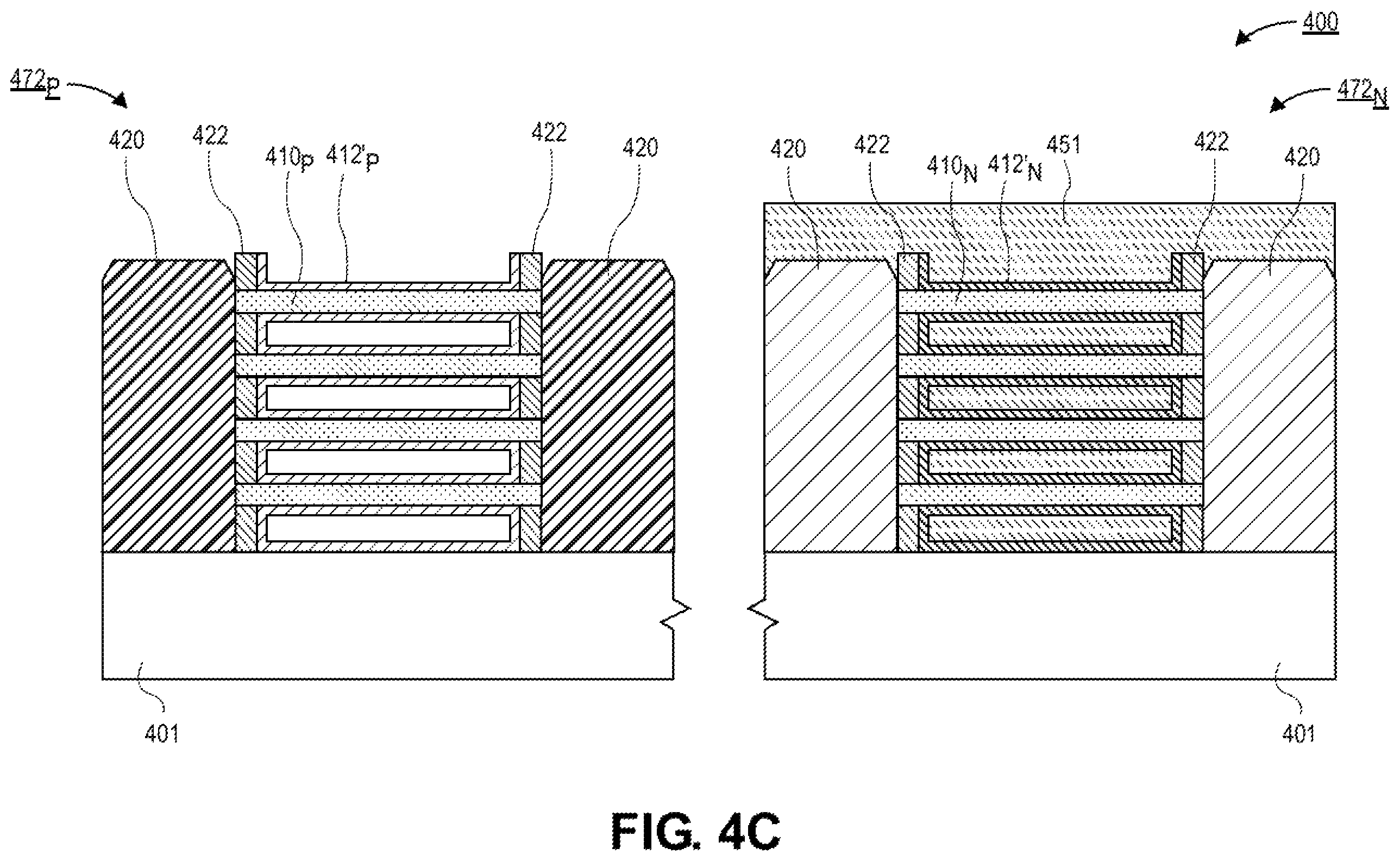 Patent US12568682 Figure 14 – Nanoribbon thick gate device with hybrid dielectric tuning for high breakdown and VT modulation