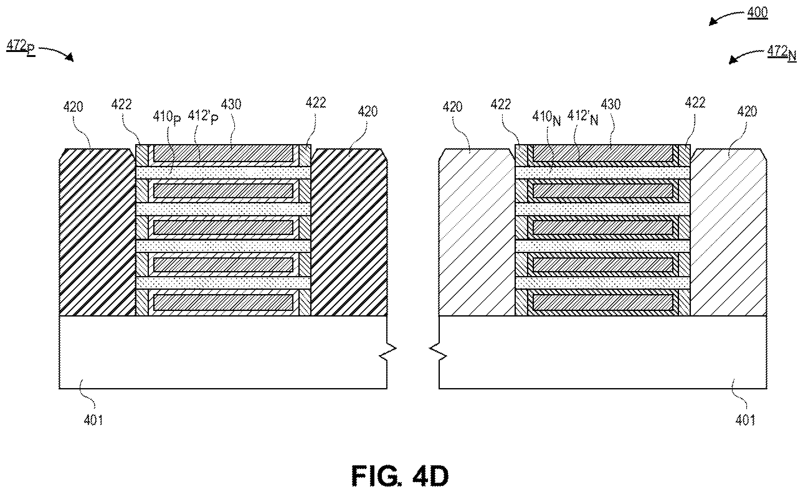 Patent US12568682 Figure 15 – Nanoribbon thick gate device with hybrid dielectric tuning for high breakdown and VT modulation