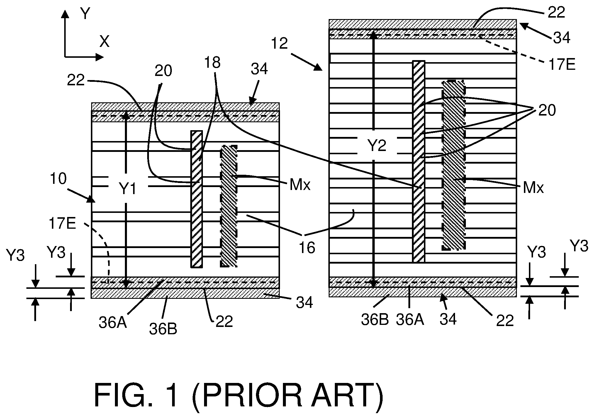 Patent US12568684 Figure 1 – Integrated circuit structure with cells having asymmetric power rail