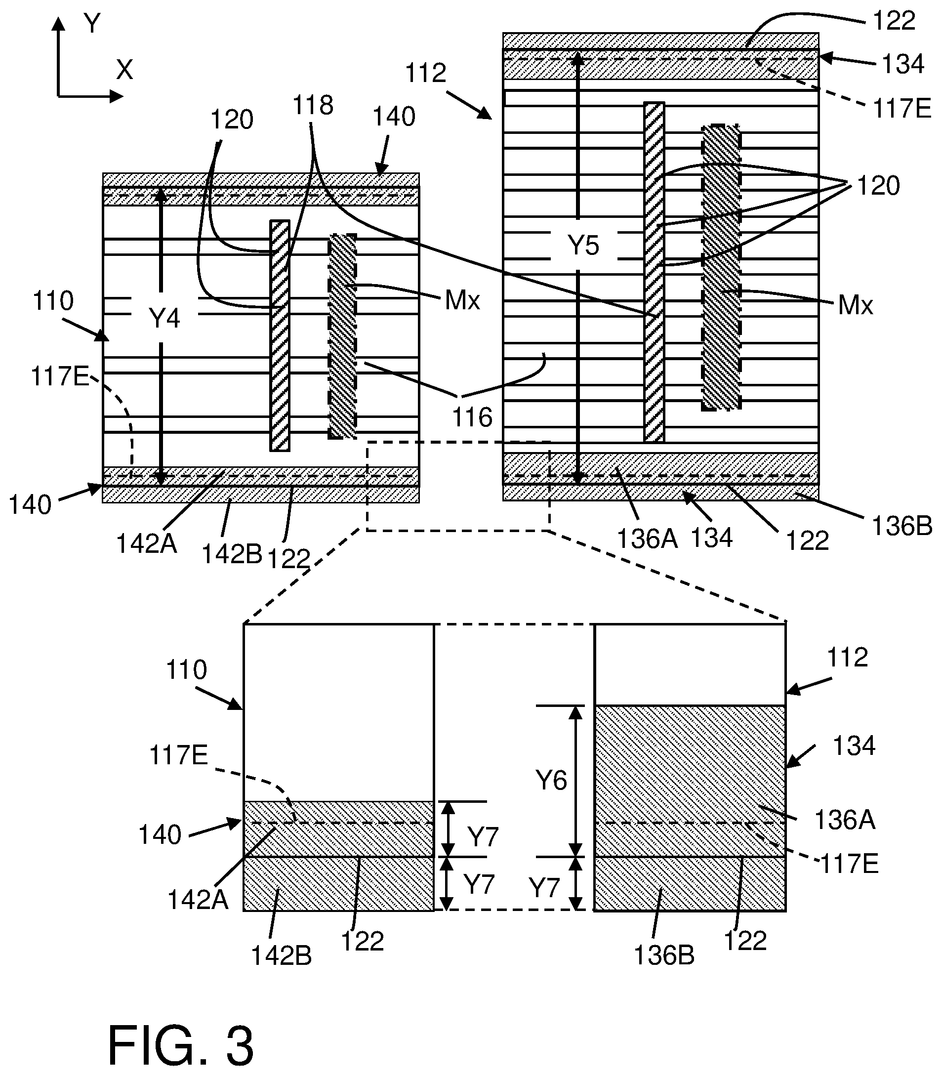 Patent US12568684 Figure 3 – Integrated circuit structure with cells having asymmetric power rail