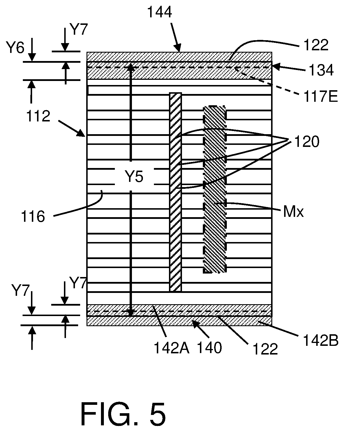 Patent US12568684 Figure 5 – Integrated circuit structure with cells having asymmetric power rail