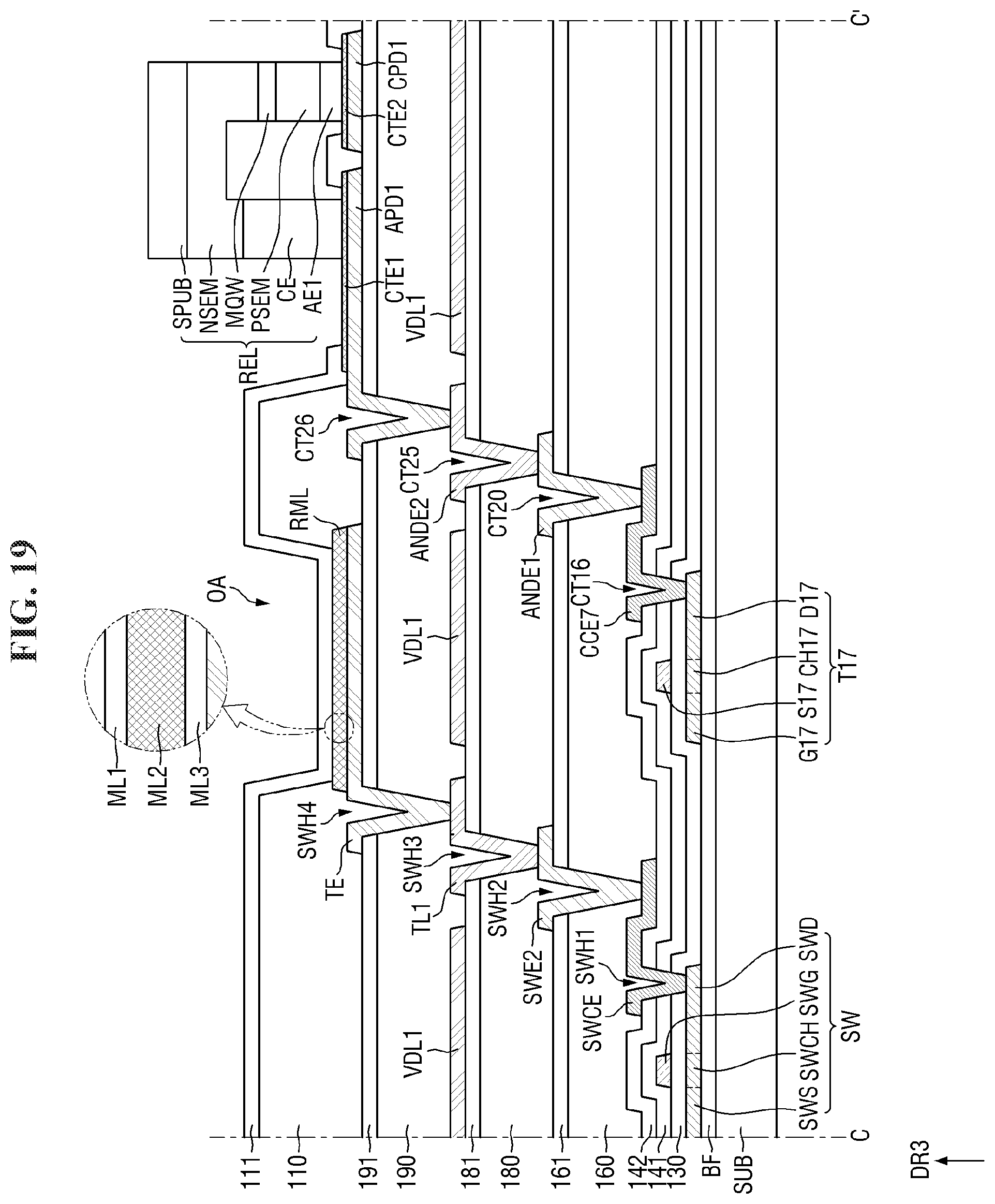 Patent US12568688 Figure 19 – Display device and tiled display device