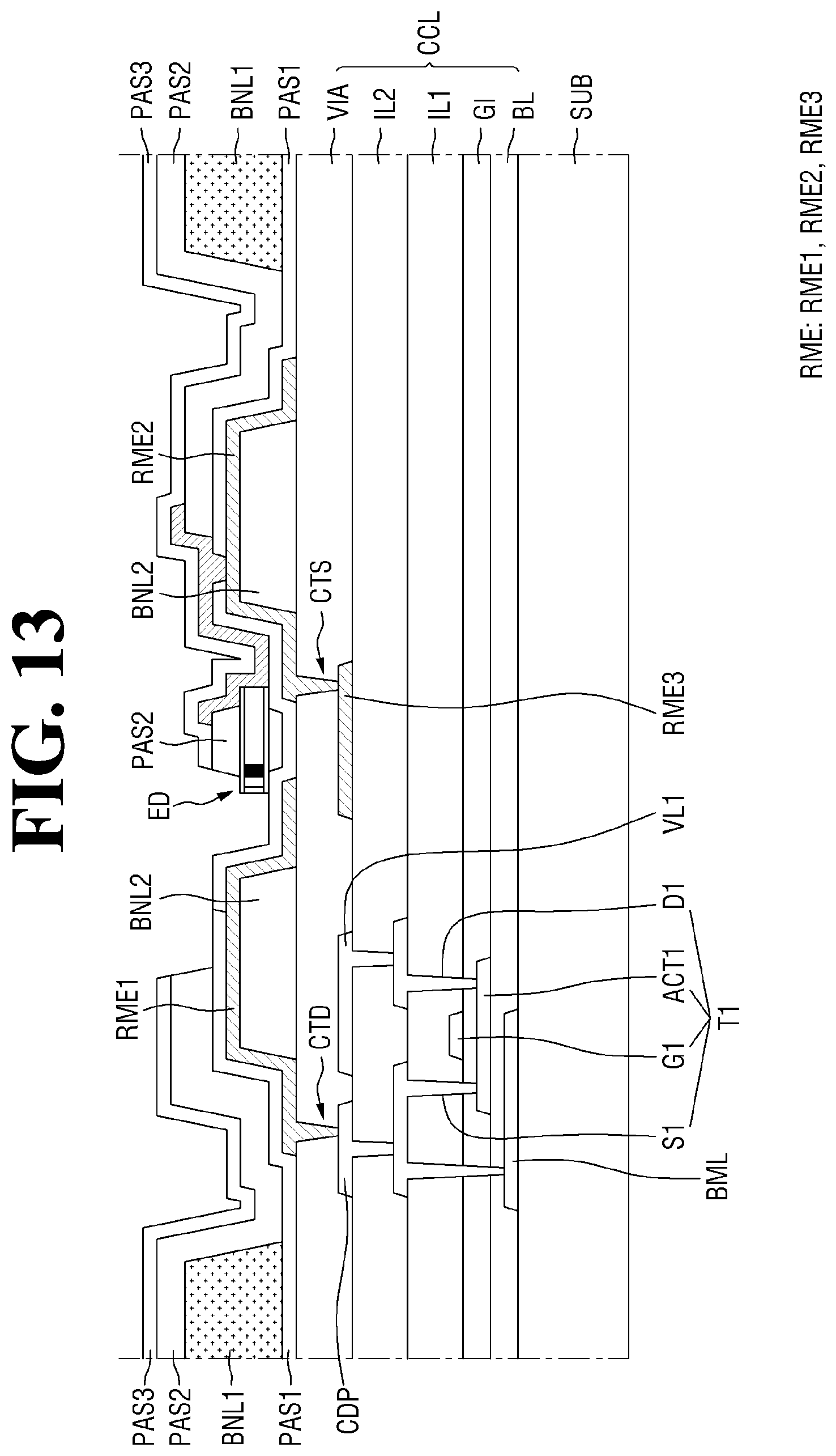 Patent US12568718 Figure 13 – Display device having alignment electrodes and method of fabricating the same