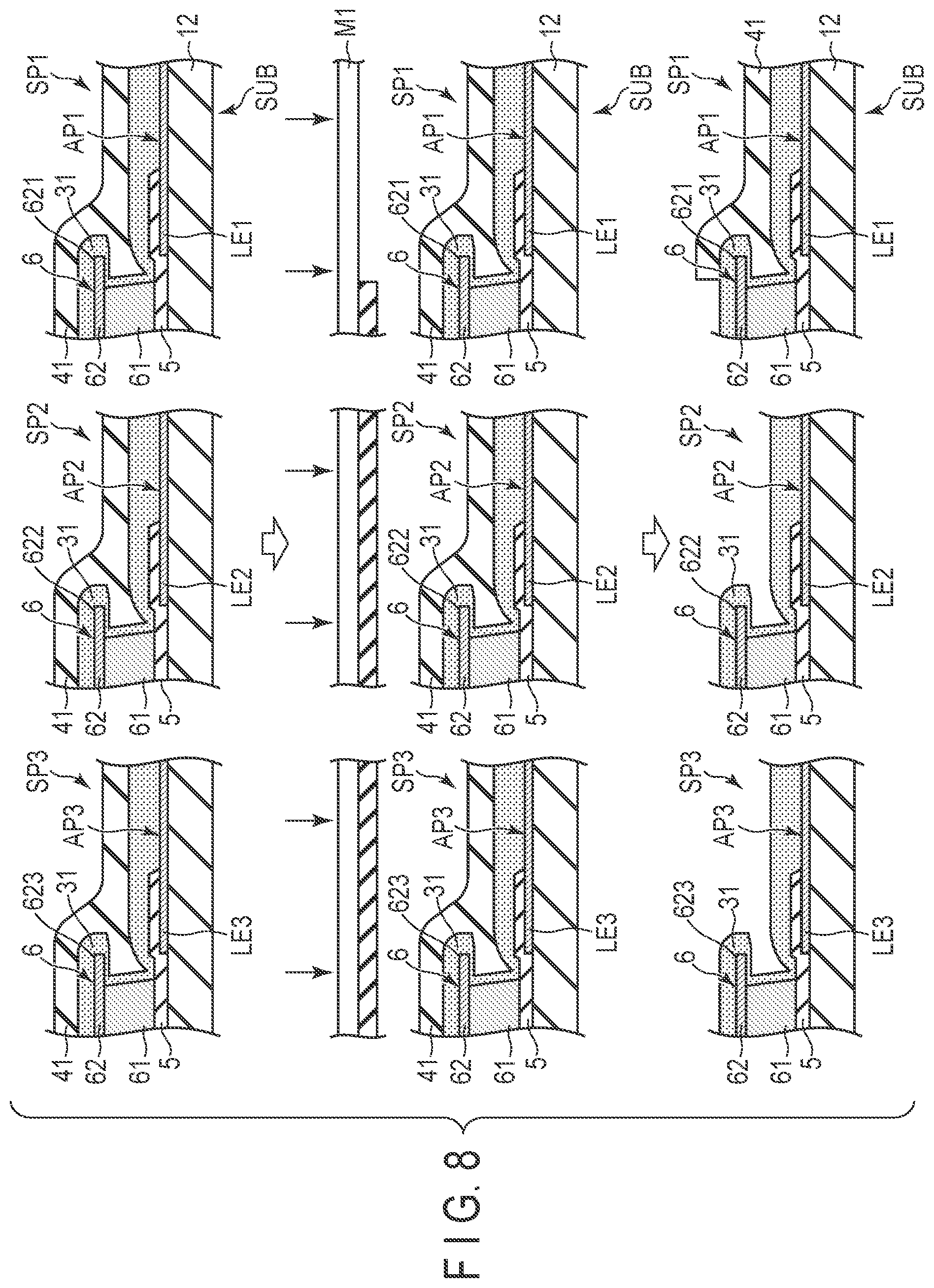 Patent US12568733 Figure 8 – Display device manufacturing method