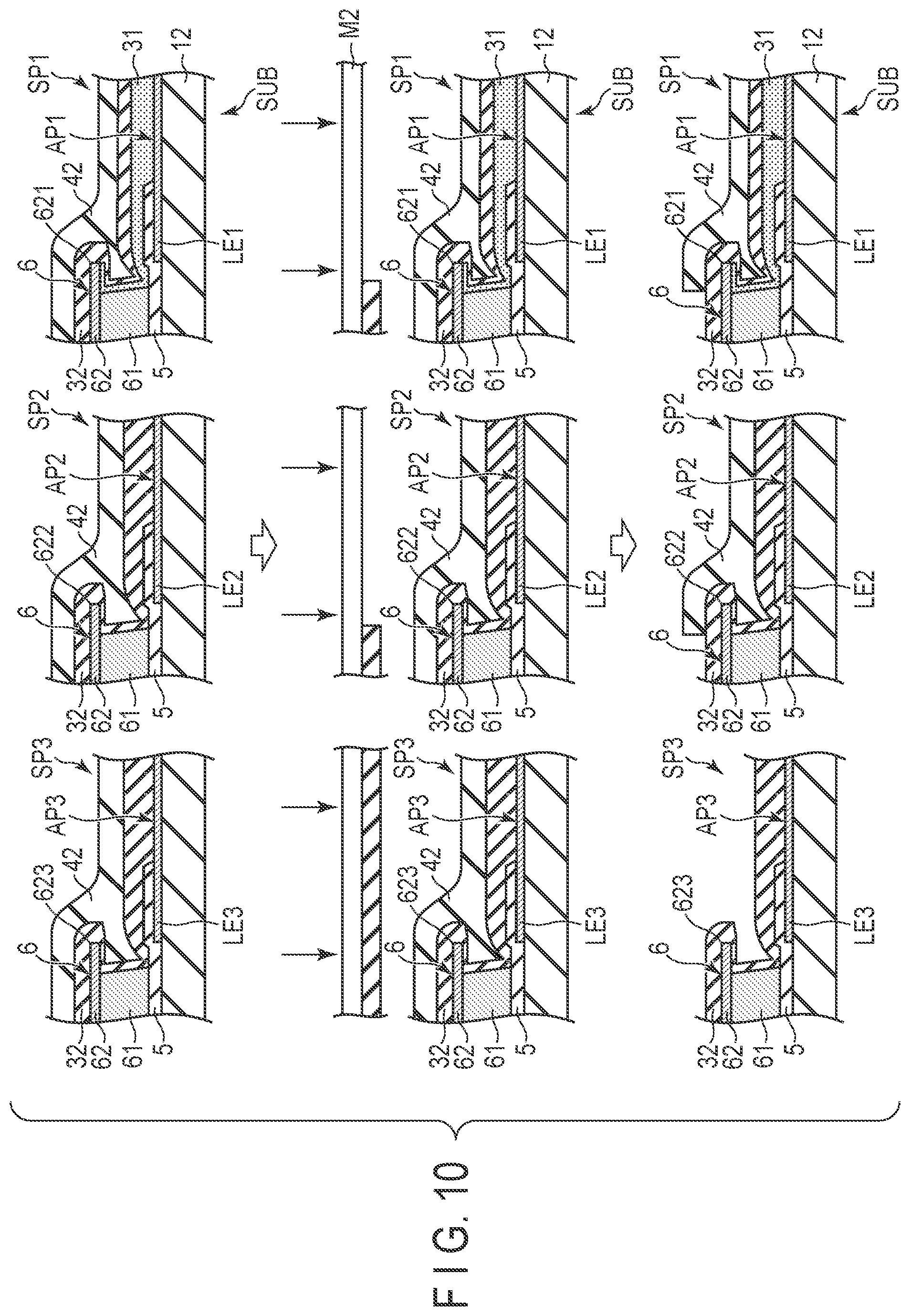 Patent US12568733 Figure 10 – Display device manufacturing method
