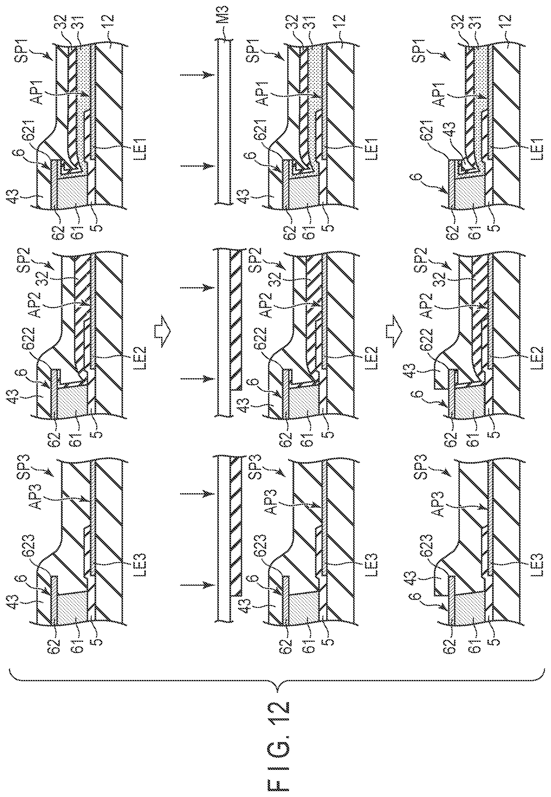 Patent US12568733 Figure 12 – Display device manufacturing method