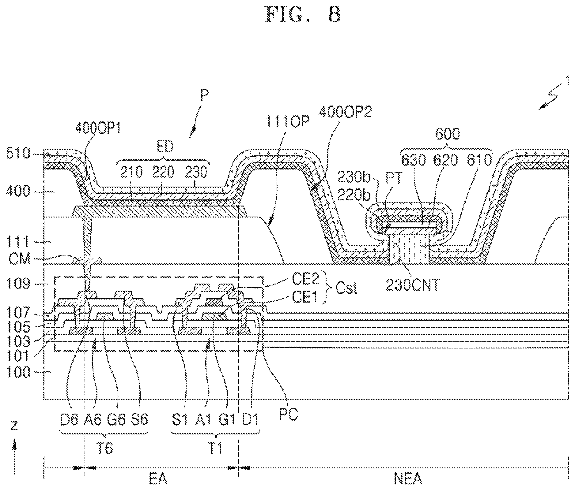 Patent US12568735 Figure 8 – Display apparatus