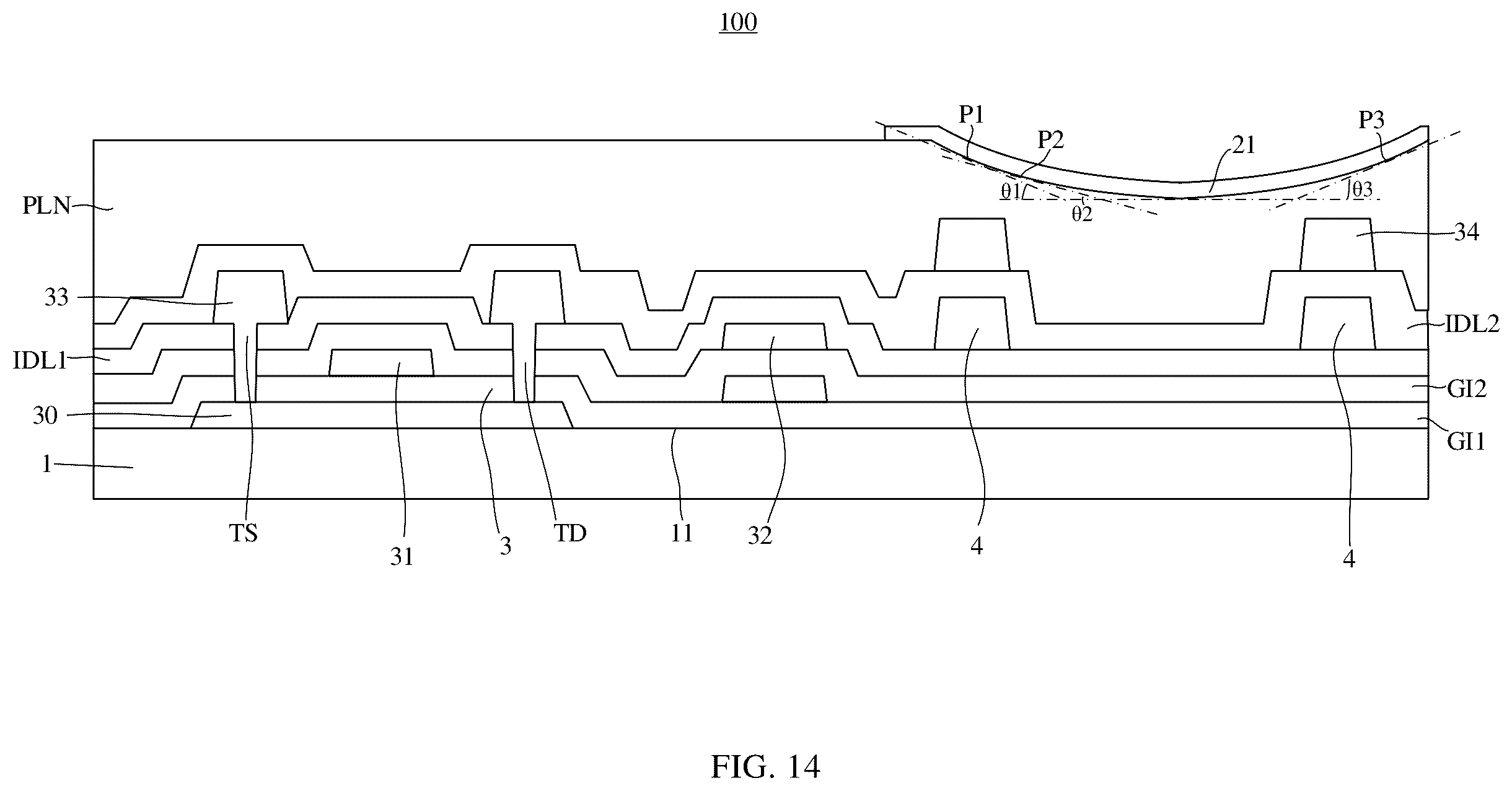 Patent US12568738 Figure 18 – Display substrate and display panel with light emitting device electrode having an inclined surface