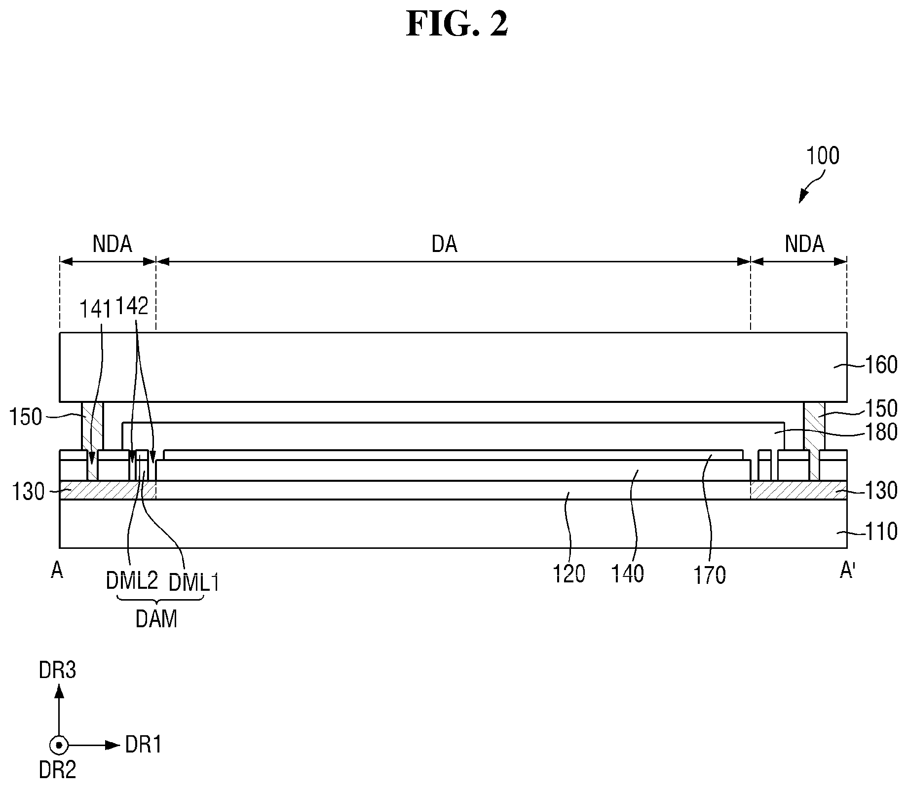 Patent US12568741 Figure 2 – Display panel including support substrate bonded to encapsulation substrate and method for fabricating the same