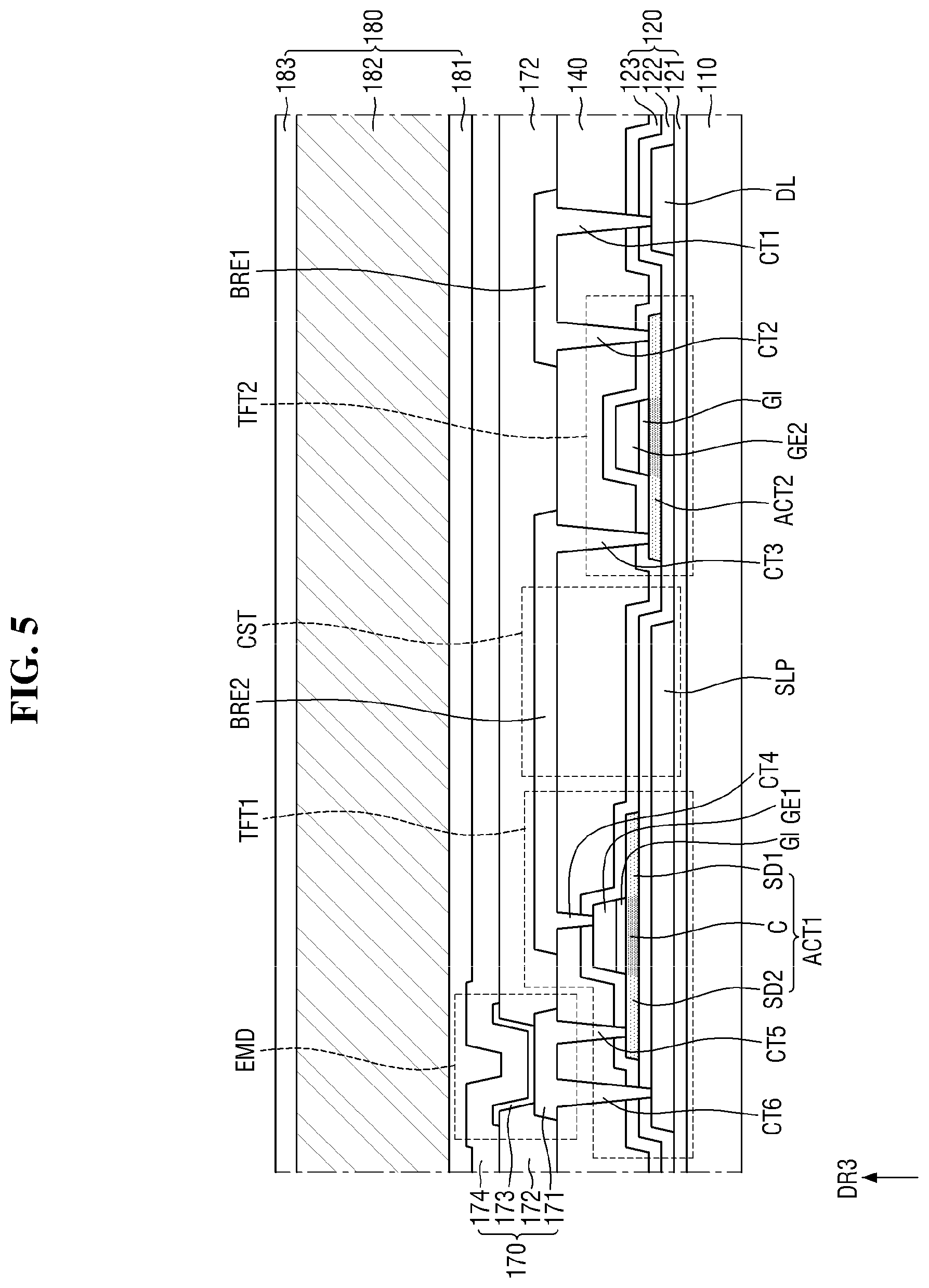 Patent US12568741 Figure 5 – Display panel including support substrate bonded to encapsulation substrate and method for fabricating the same