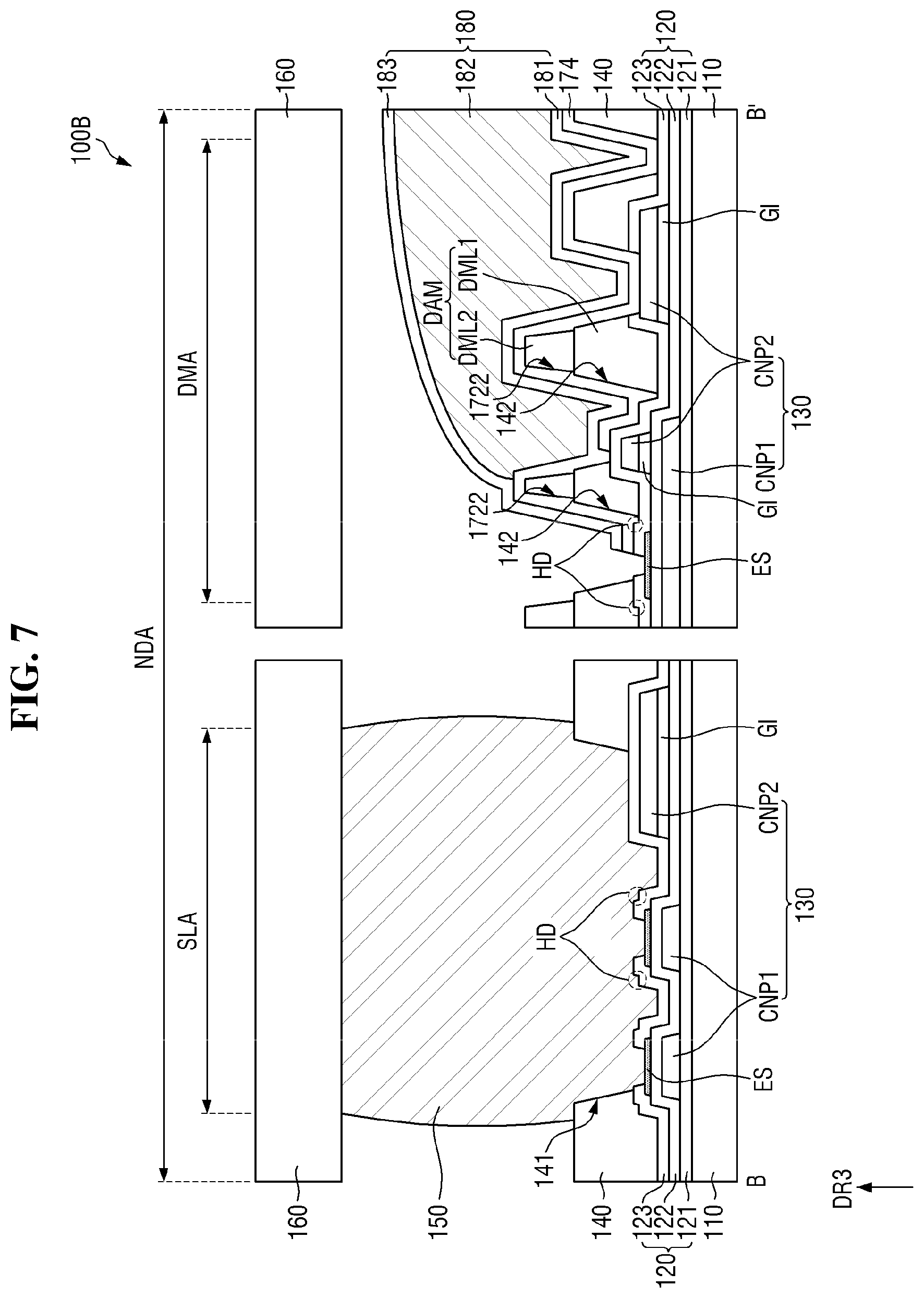 Patent US12568741 Figure 7 – Display panel including support substrate bonded to encapsulation substrate and method for fabricating the same