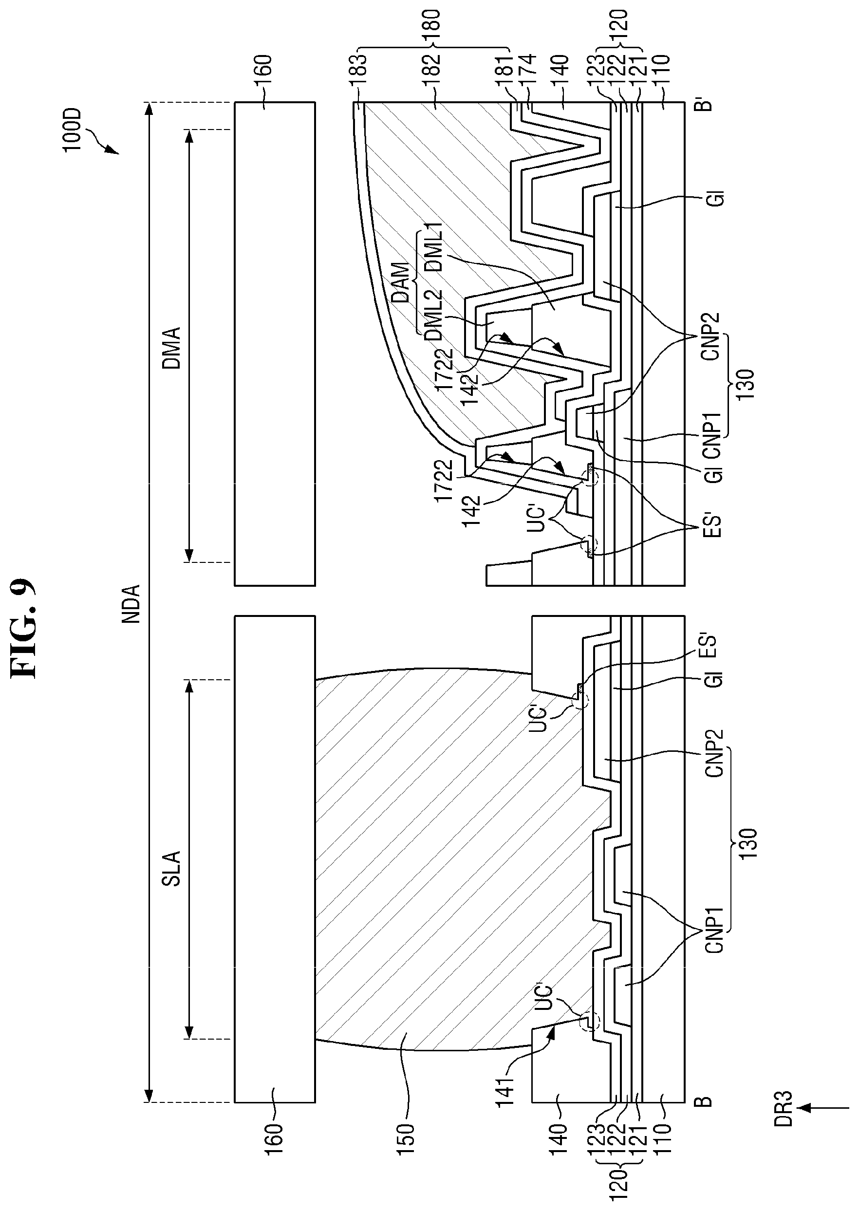 Patent US12568741 Figure 9 – Display panel including support substrate bonded to encapsulation substrate and method for fabricating the same