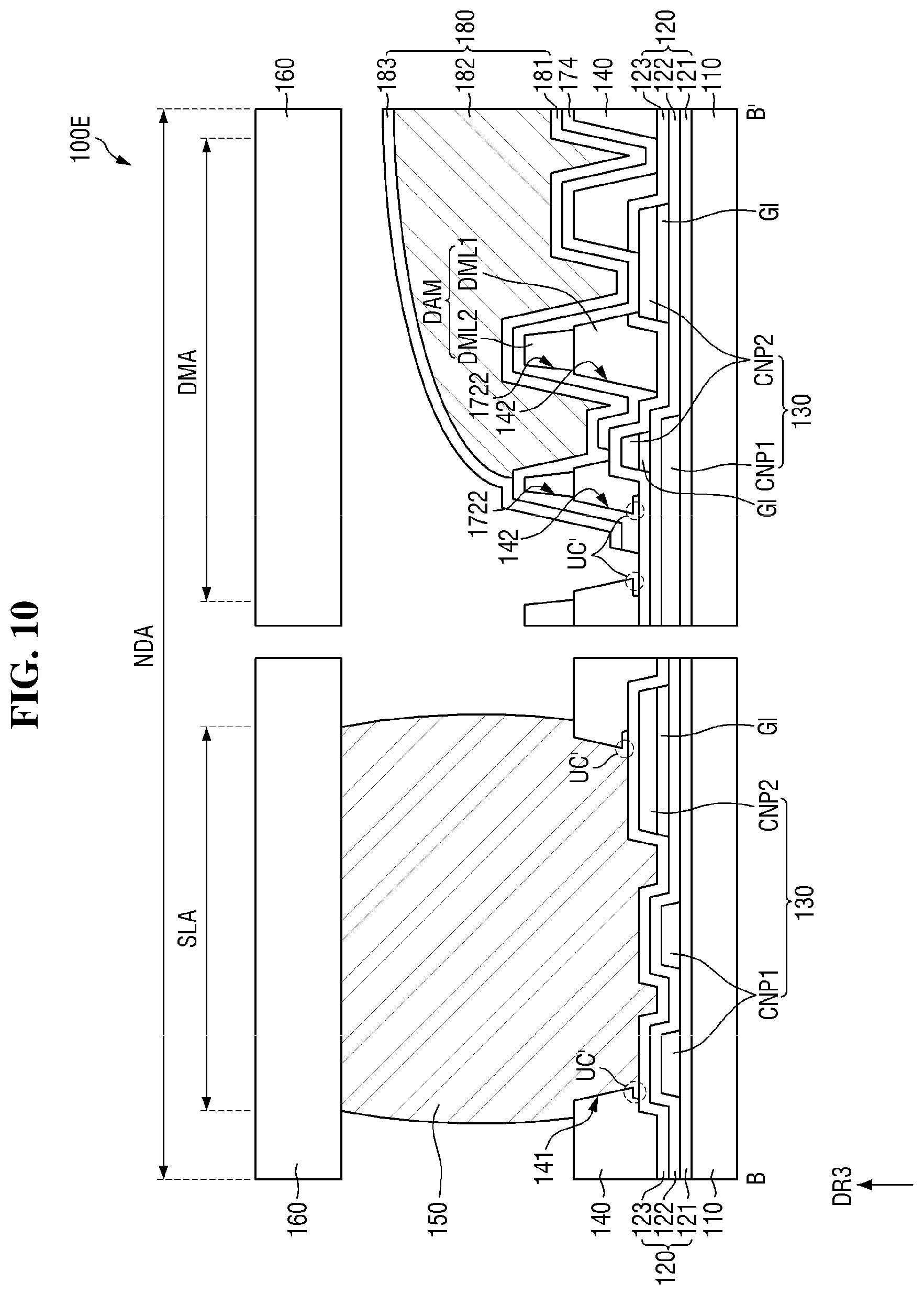 Patent US12568741 Figure 10 – Display panel including support substrate bonded to encapsulation substrate and method for fabricating the same
