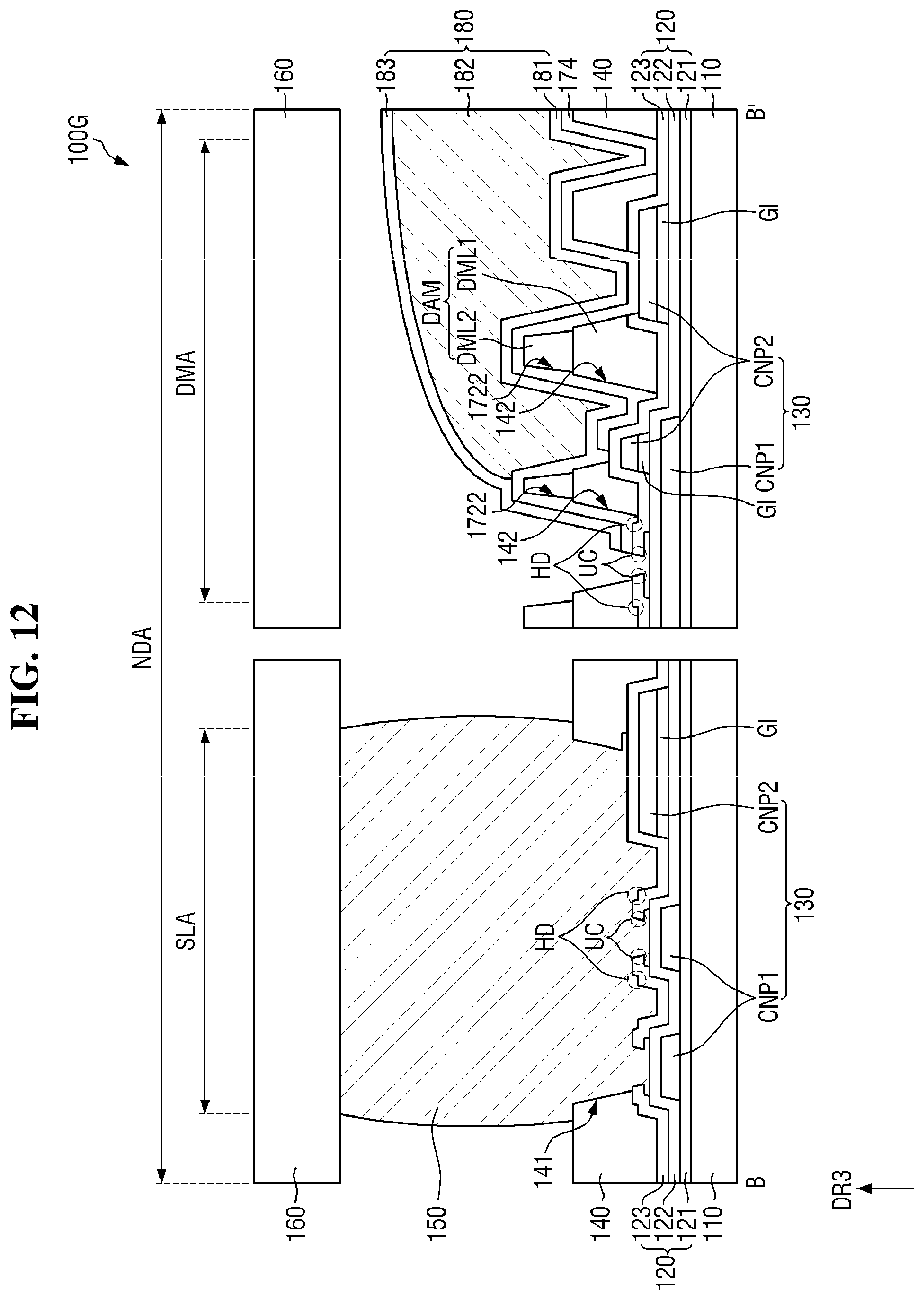 Patent US12568741 Figure 12 – Display panel including support substrate bonded to encapsulation substrate and method for fabricating the same
