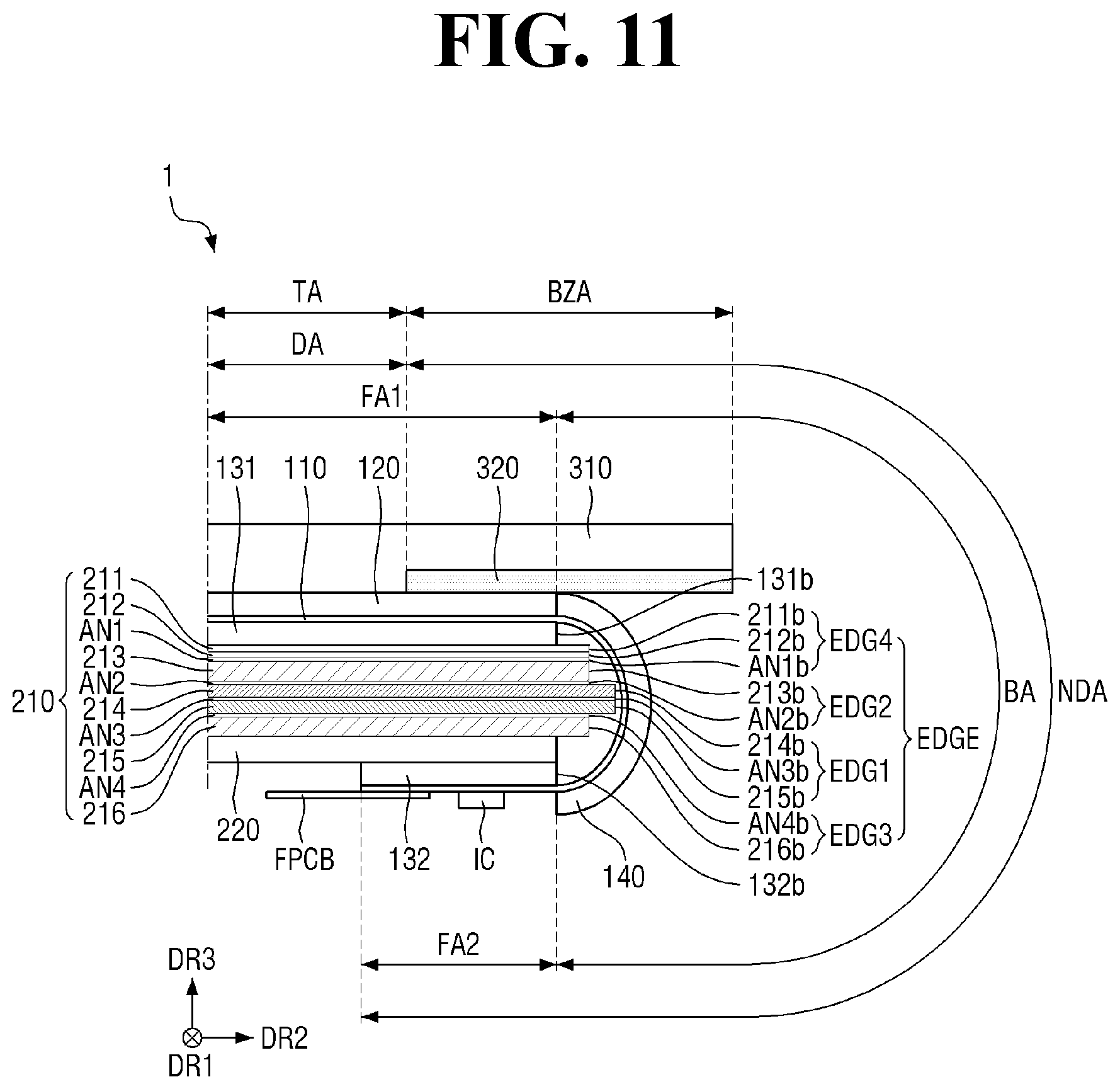 Patent US12568747 Figure 11 – Display device including display panel and imrpoved cover panel configuration