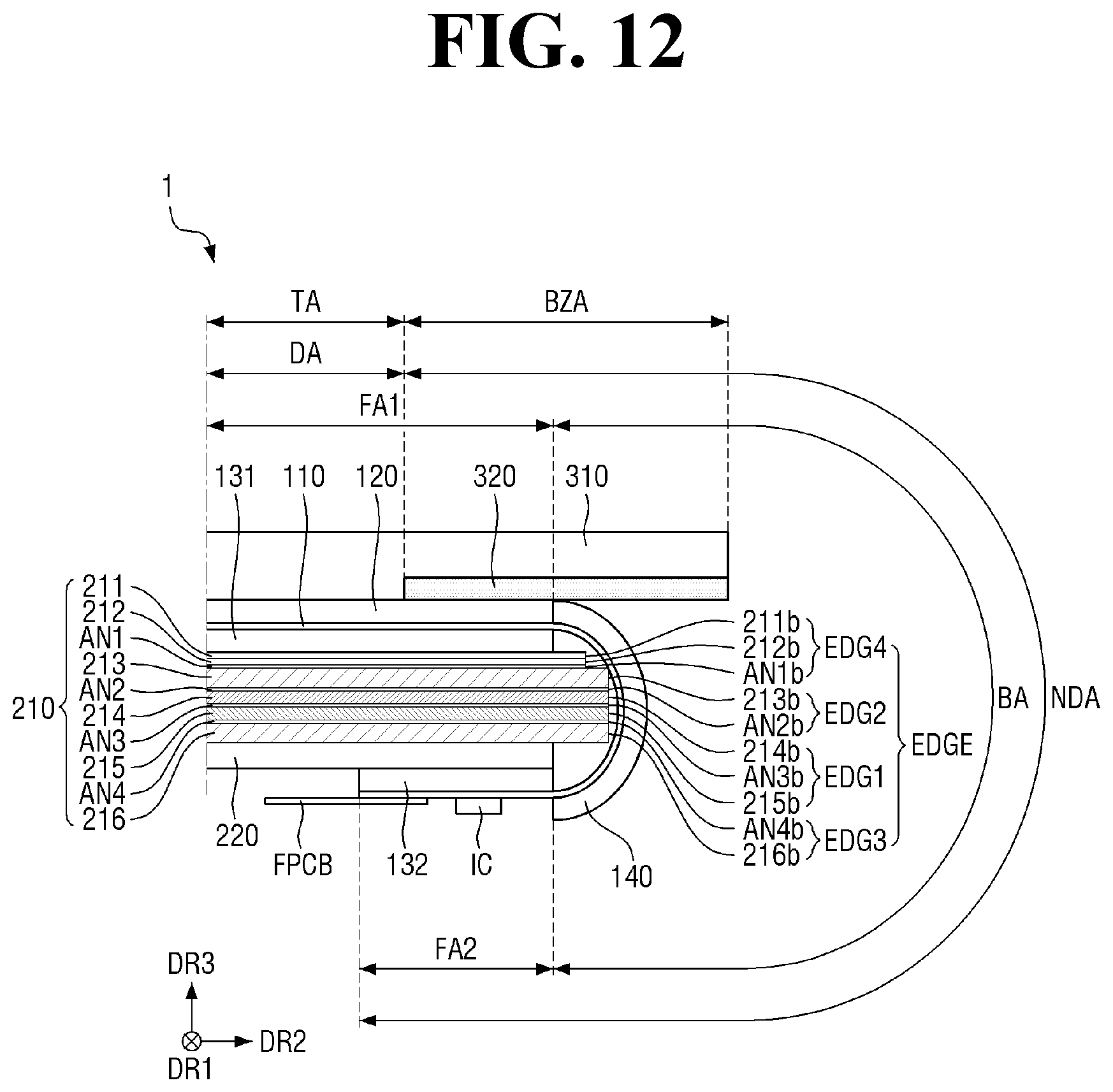Patent US12568747 Figure 12 – Display device including display panel and imrpoved cover panel configuration