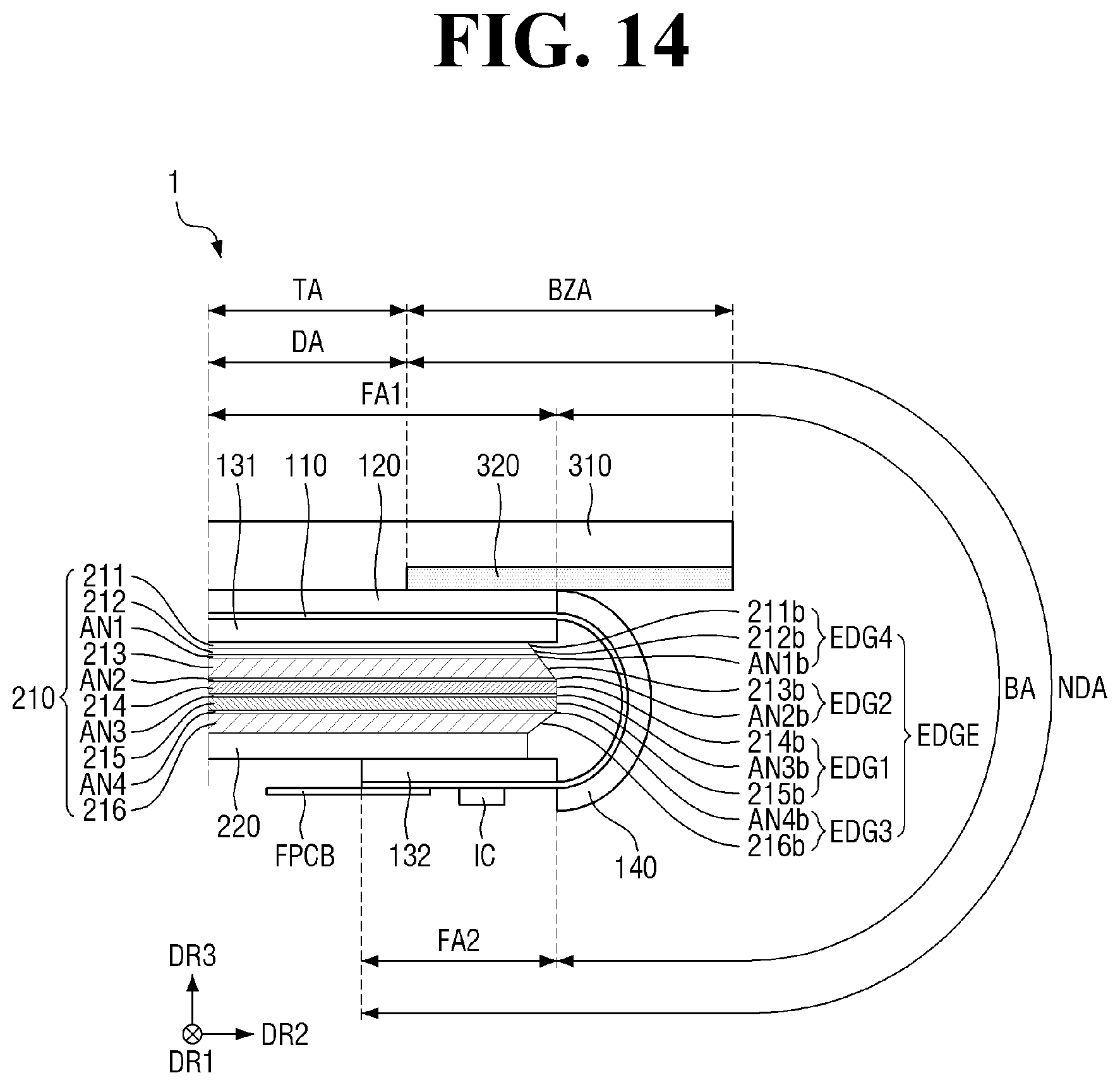 Patent US12568747 Figure 14 – Display device including display panel and imrpoved cover panel configuration