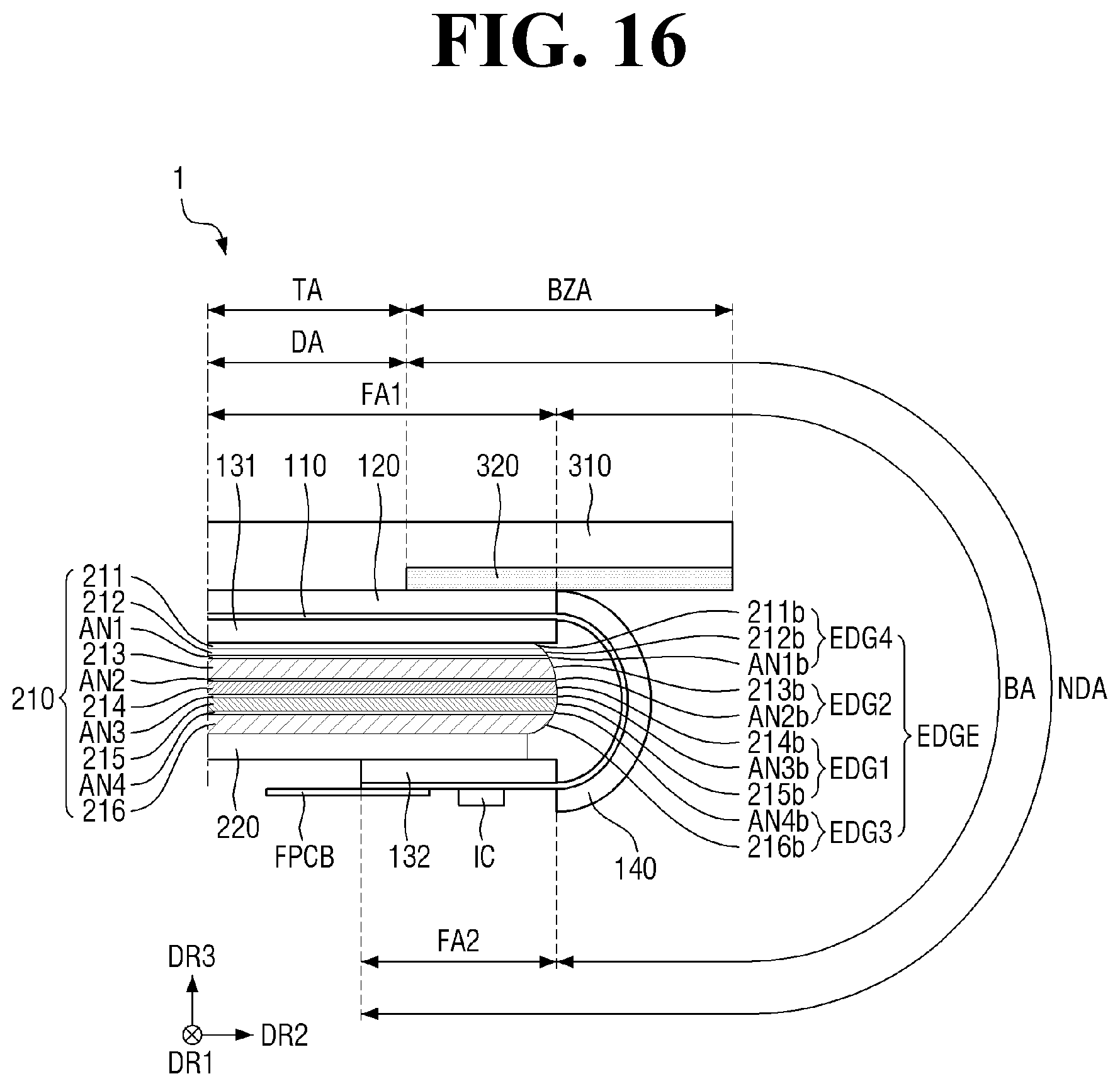 Patent US12568747 Figure 16 – Display device including display panel and imrpoved cover panel configuration