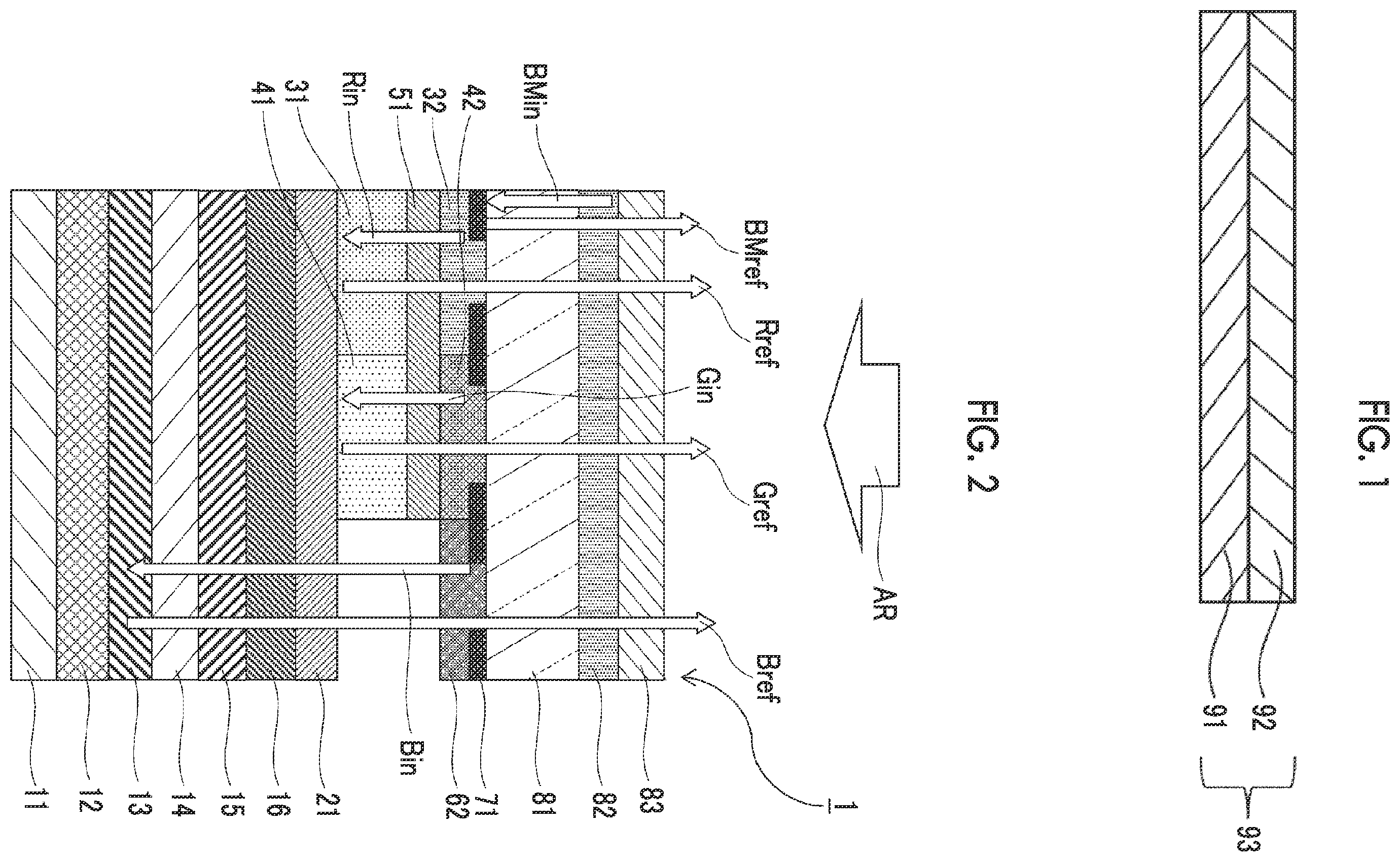 Patent US12568754 — Laminate comprising a wavelength-conversion material and a wavelength-selective absorption layer, display device, and organic electroluminescent display device — Figure 1