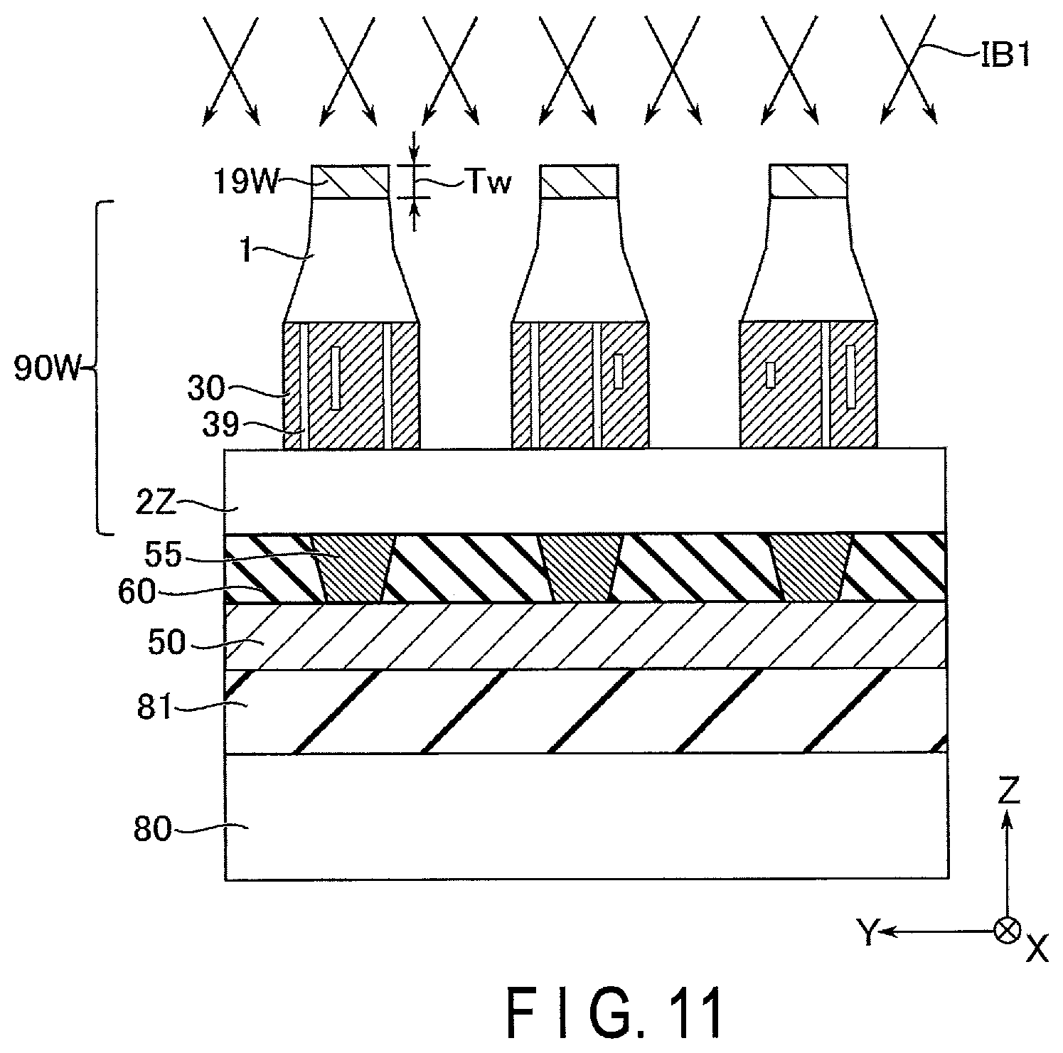 Patent US12568769 Figure 11 – Memory device having a first layer disposed between a memory element and a switching element thereof