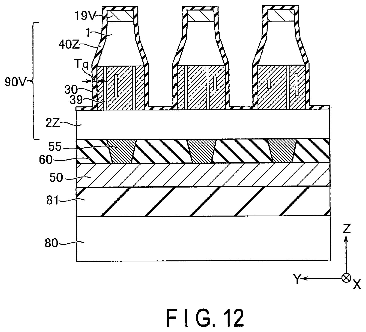 Patent US12568769 Figure 12 – Memory device having a first layer disposed between a memory element and a switching element thereof
