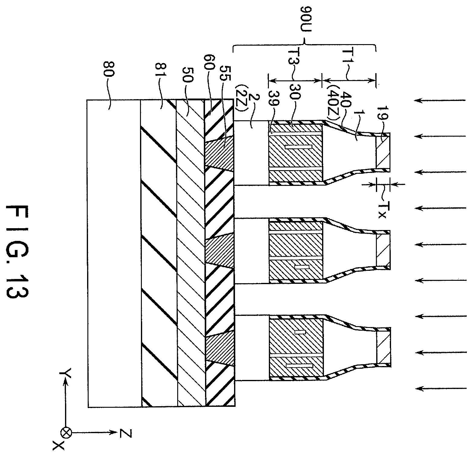 Patent US12568769 Figure 13 – Memory device having a first layer disposed between a memory element and a switching element thereof