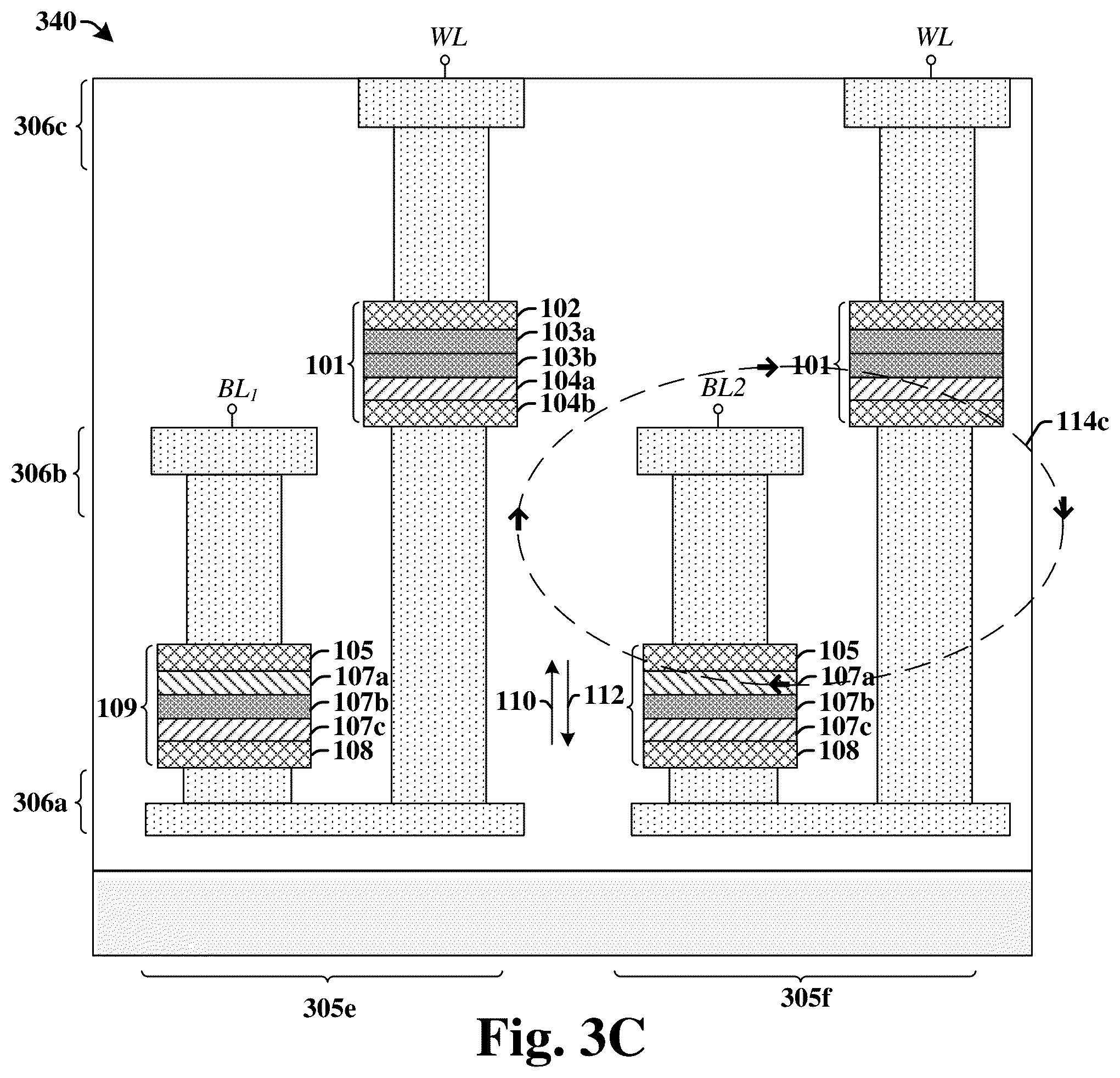 Patent US12568771 Figure 3 – Memory cell with magnetic access selector apparatus