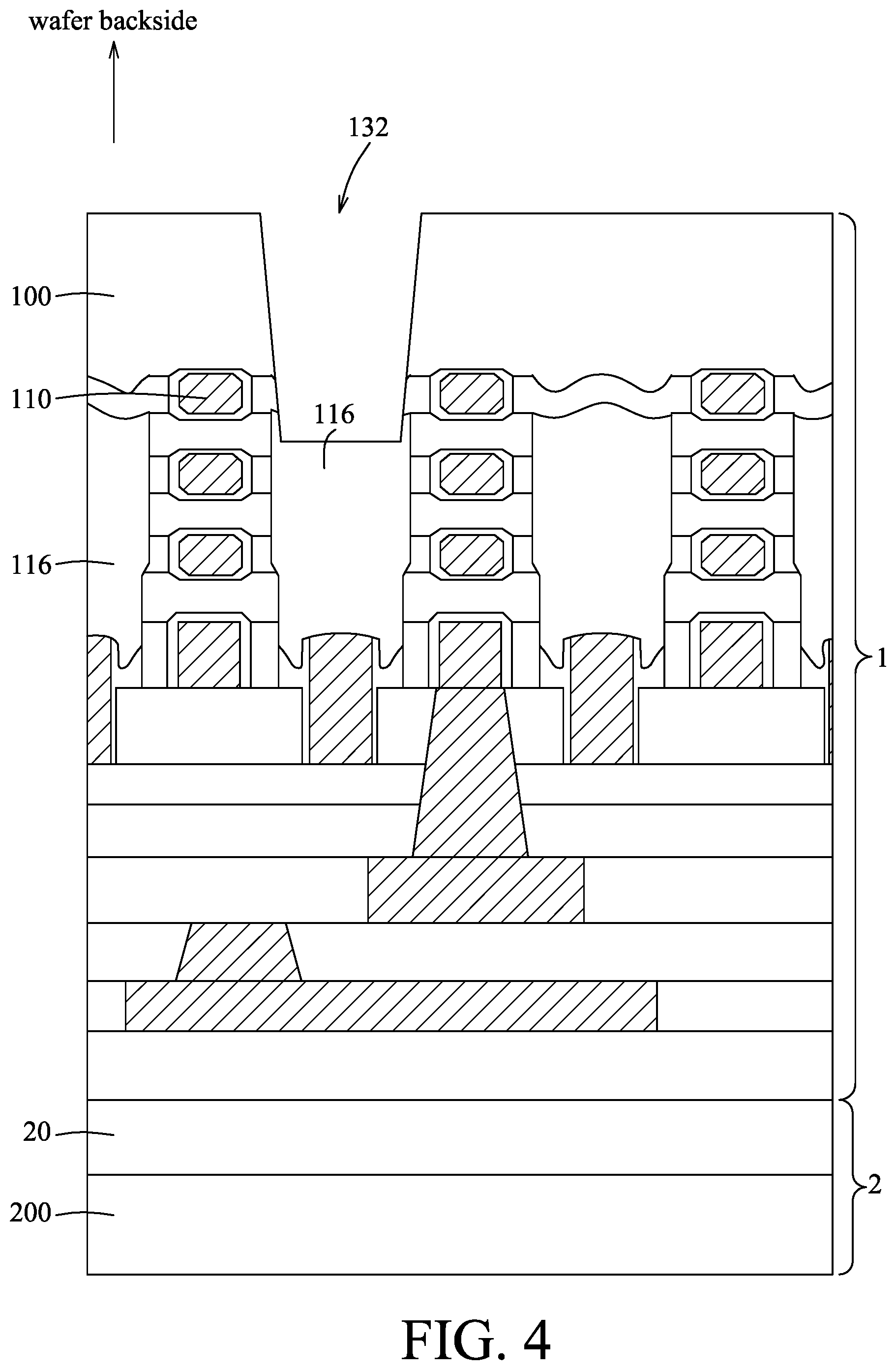 Patent US12568775 Figure 4 – Method for forming a memory device at a backside of a wafer substrate, and memory cell including a memory device at a backside of a wafer substrate