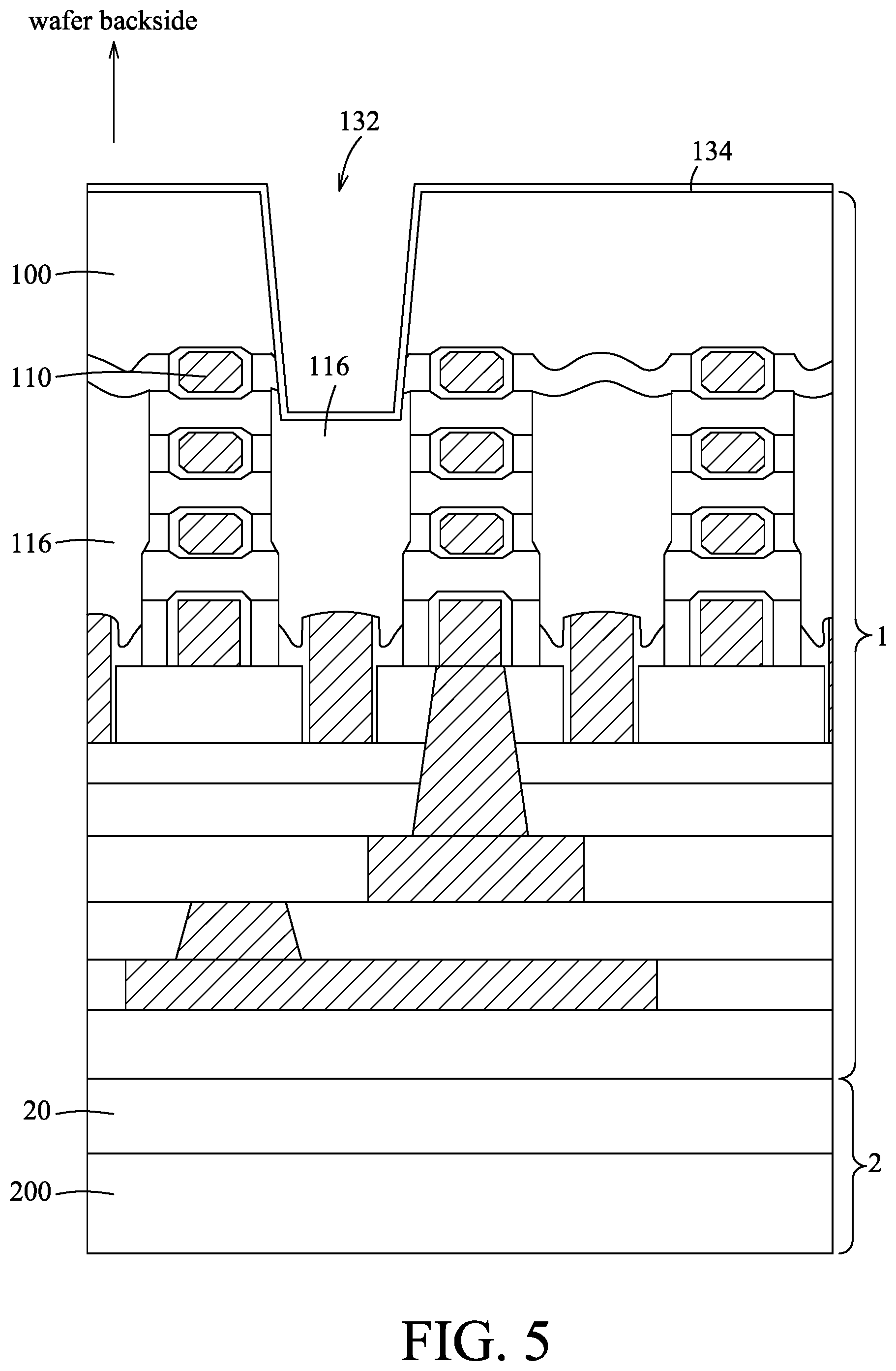 Patent US12568775 Figure 5 – Method for forming a memory device at a backside of a wafer substrate, and memory cell including a memory device at a backside of a wafer substrate