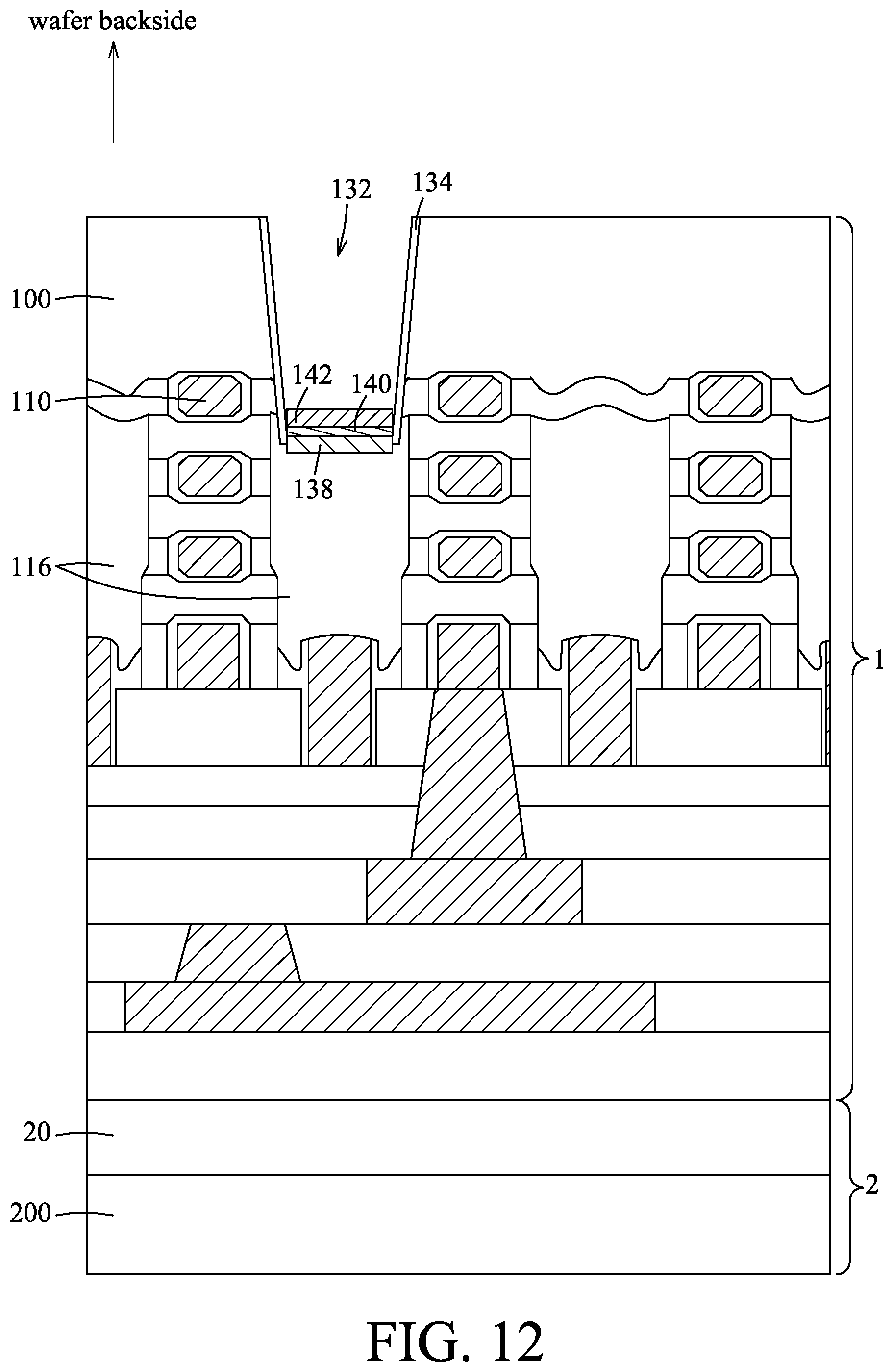 Patent US12568775 Figure 12 – Method for forming a memory device at a backside of a wafer substrate, and memory cell including a memory device at a backside of a wafer substrate