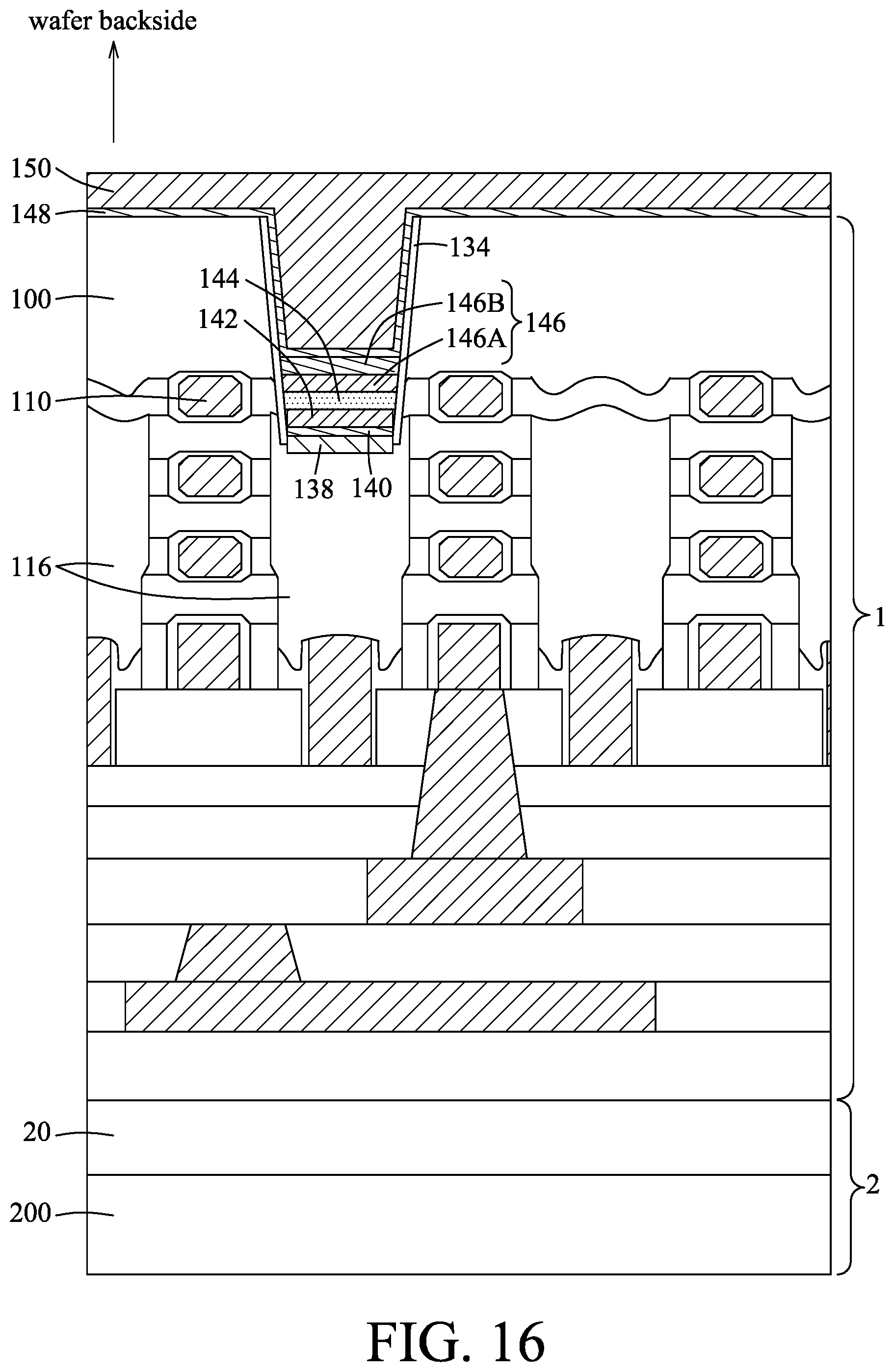 Patent US12568775 Figure 16 – Method for forming a memory device at a backside of a wafer substrate, and memory cell including a memory device at a backside of a wafer substrate