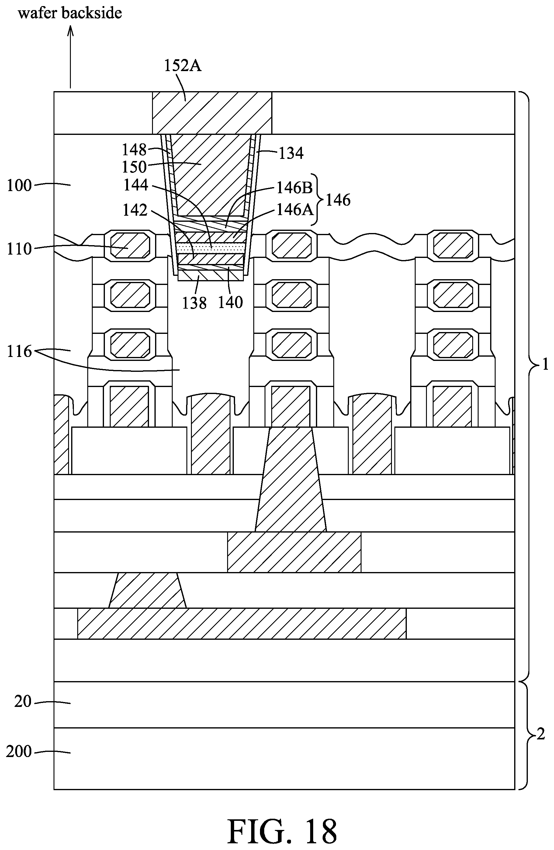 Patent US12568775 Figure 18 – Method for forming a memory device at a backside of a wafer substrate, and memory cell including a memory device at a backside of a wafer substrate