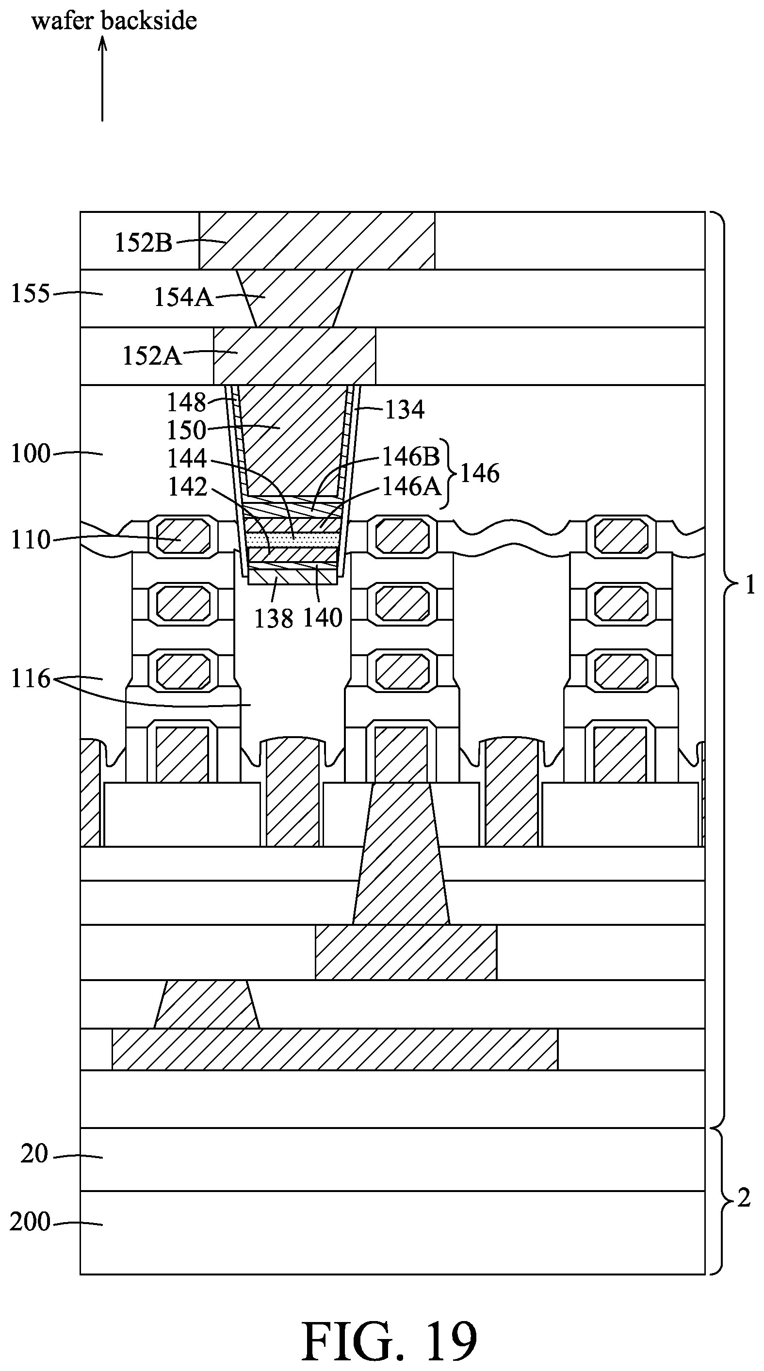 Patent US12568775 Figure 19 – Method for forming a memory device at a backside of a wafer substrate, and memory cell including a memory device at a backside of a wafer substrate