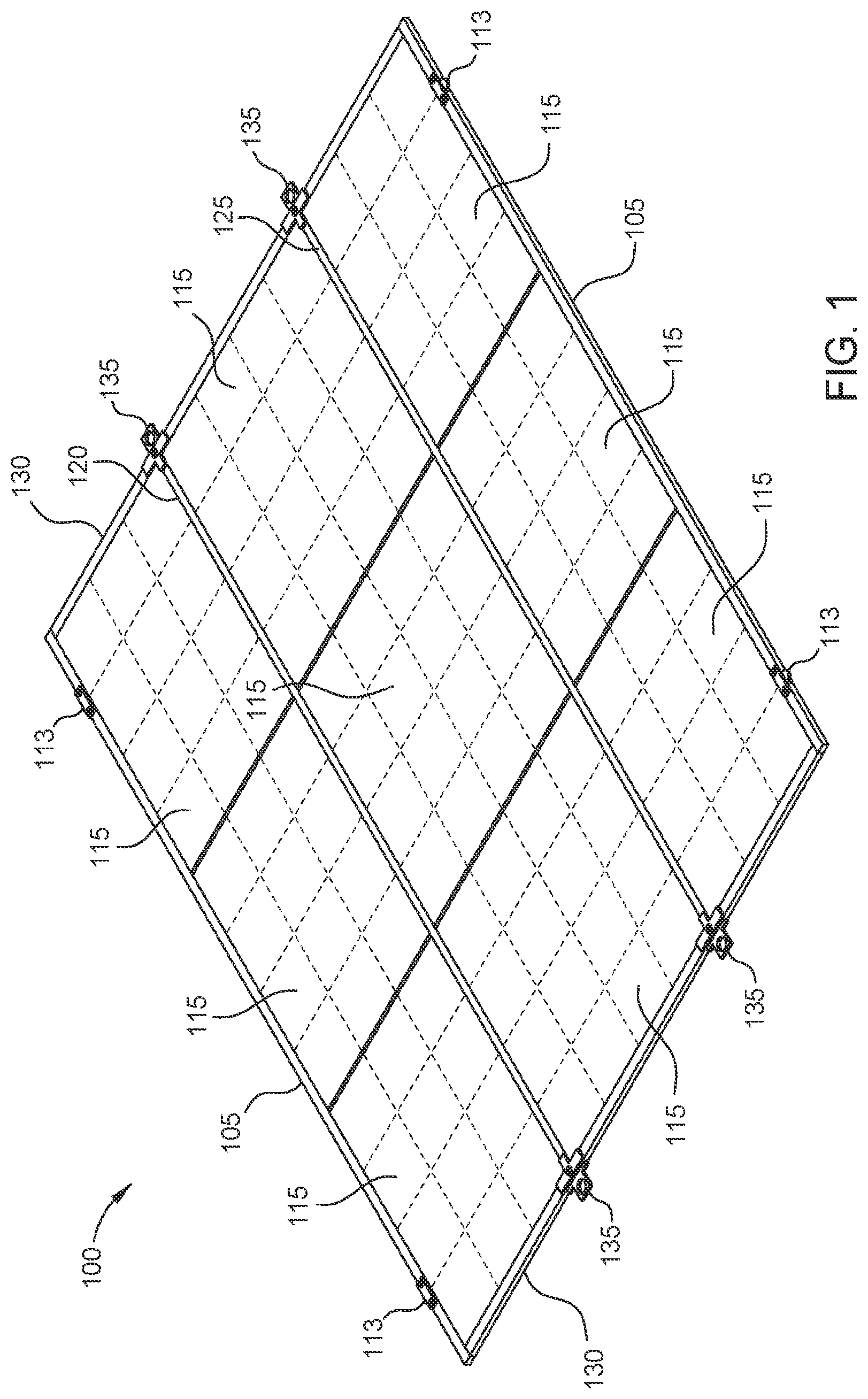 Patent US12568795 Figure 1 – Assembled grid tray