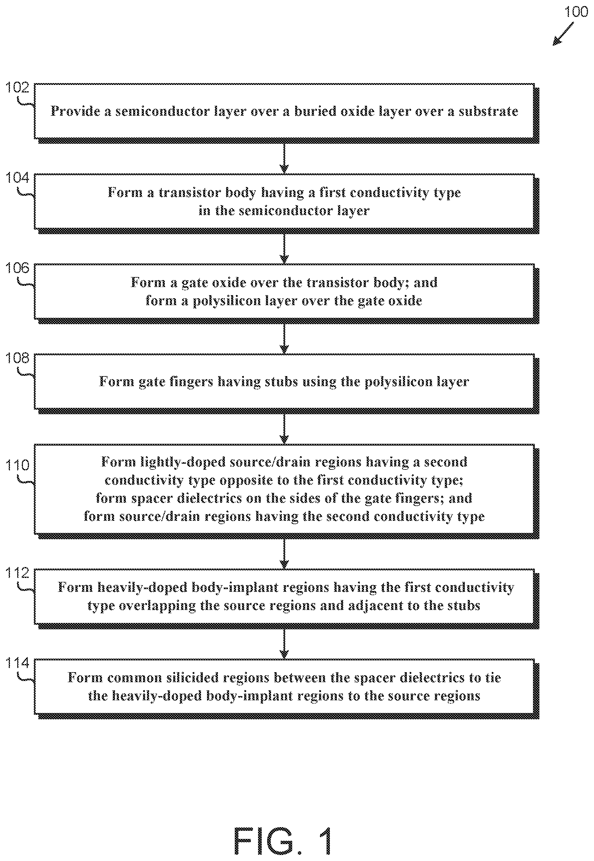 Patent US12568801 Figure 1 – Body-source-tied transistor