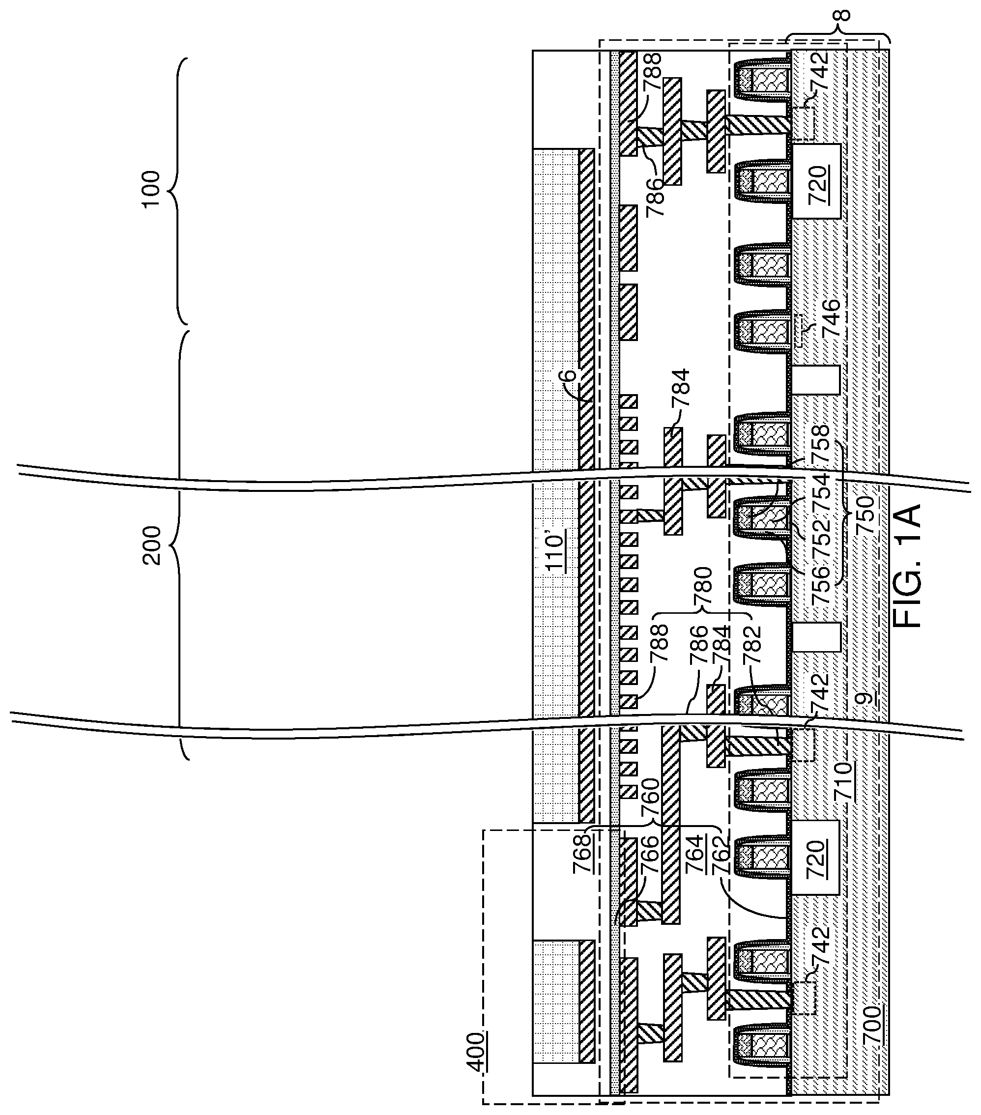 Patent US12568808 Figure 1 – Three-dimensional memory device including stairless word line contact structures and method of making the same
