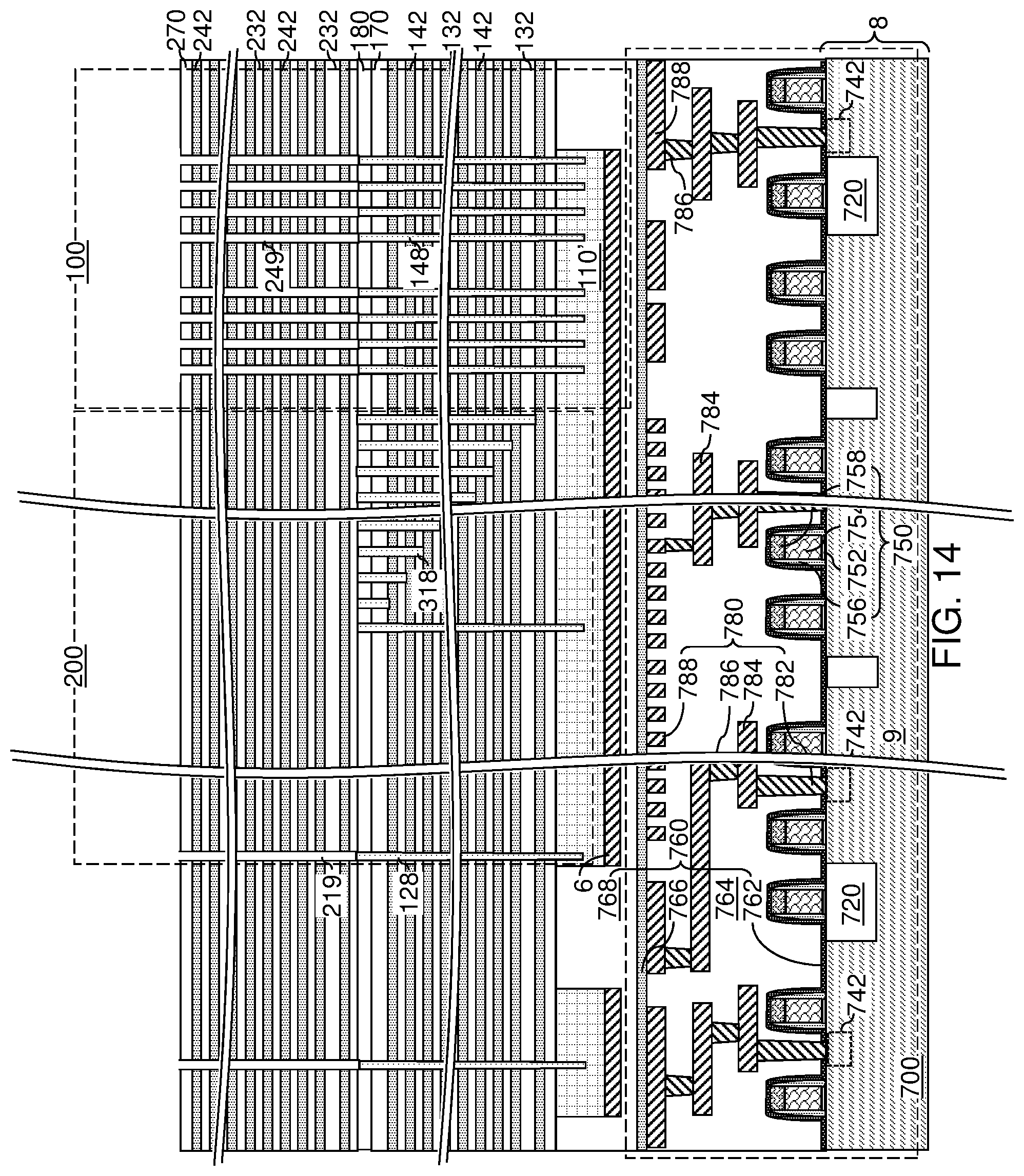 Patent US12568808 Figure 15 – Three-dimensional memory device including stairless word line contact structures and method of making the same