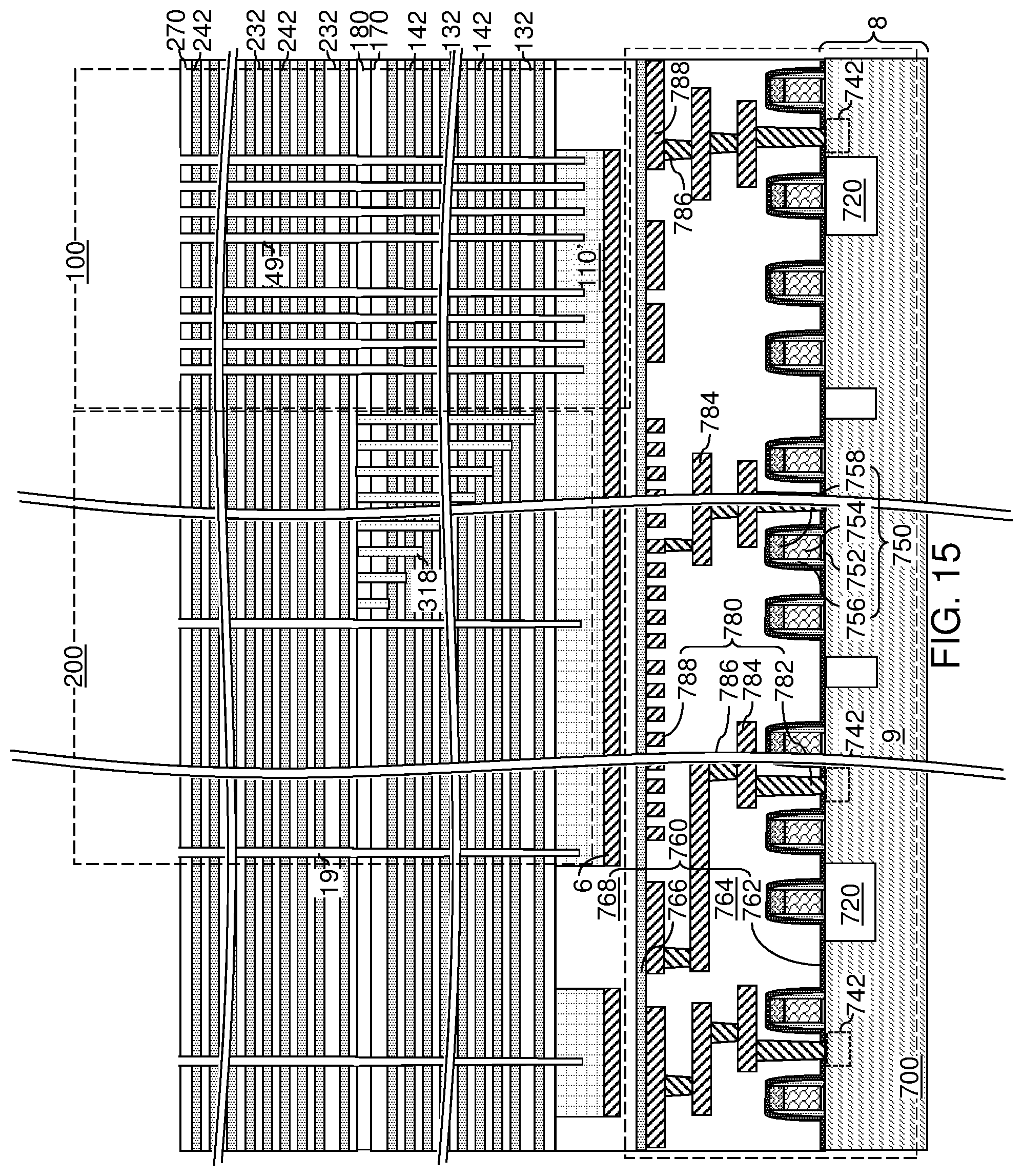 Patent US12568808 Figure 16 – Three-dimensional memory device including stairless word line contact structures and method of making the same