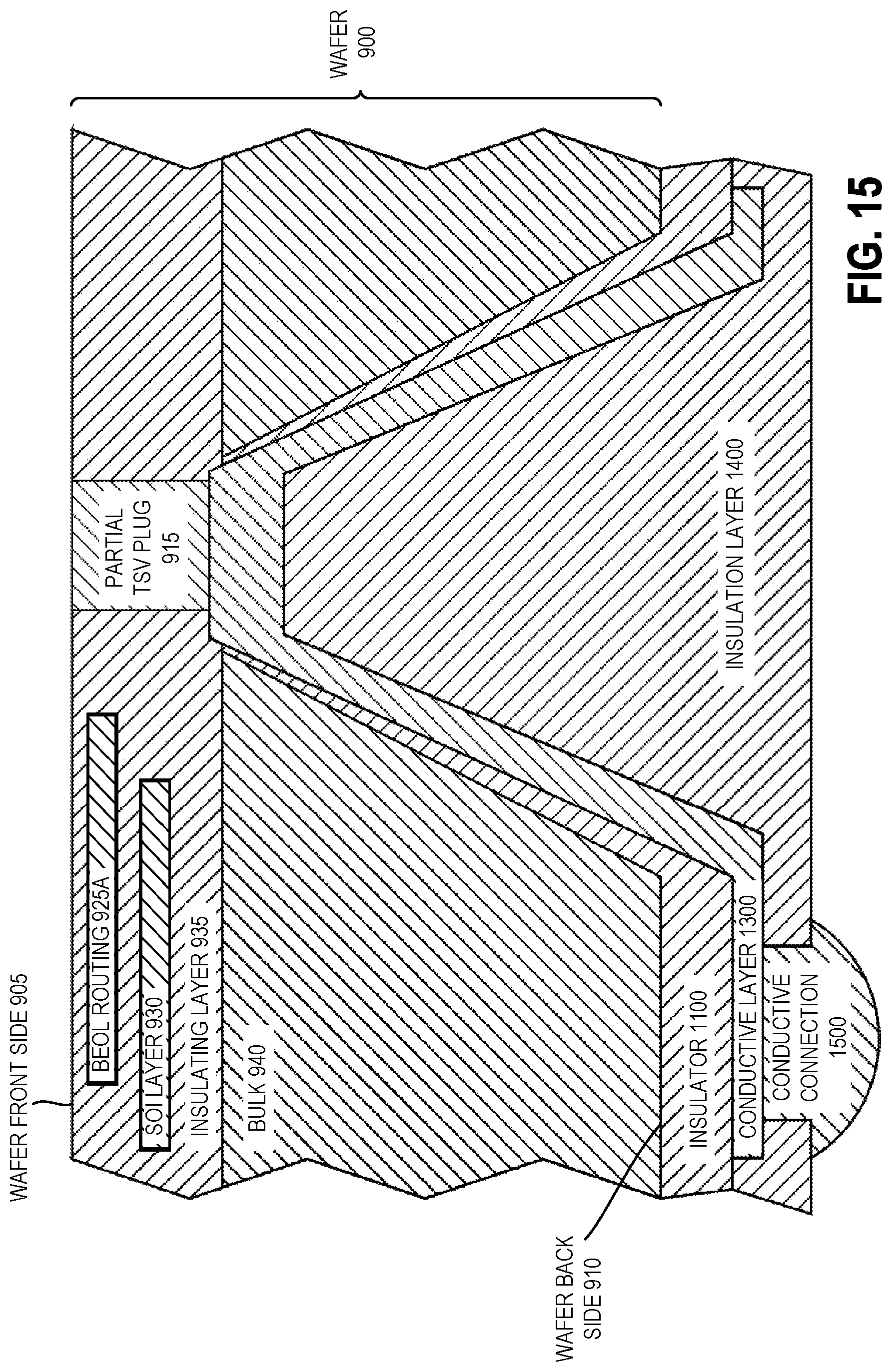 Patent US12568809 Figure 15 – Via formed using a partial plug that stops before a substrate