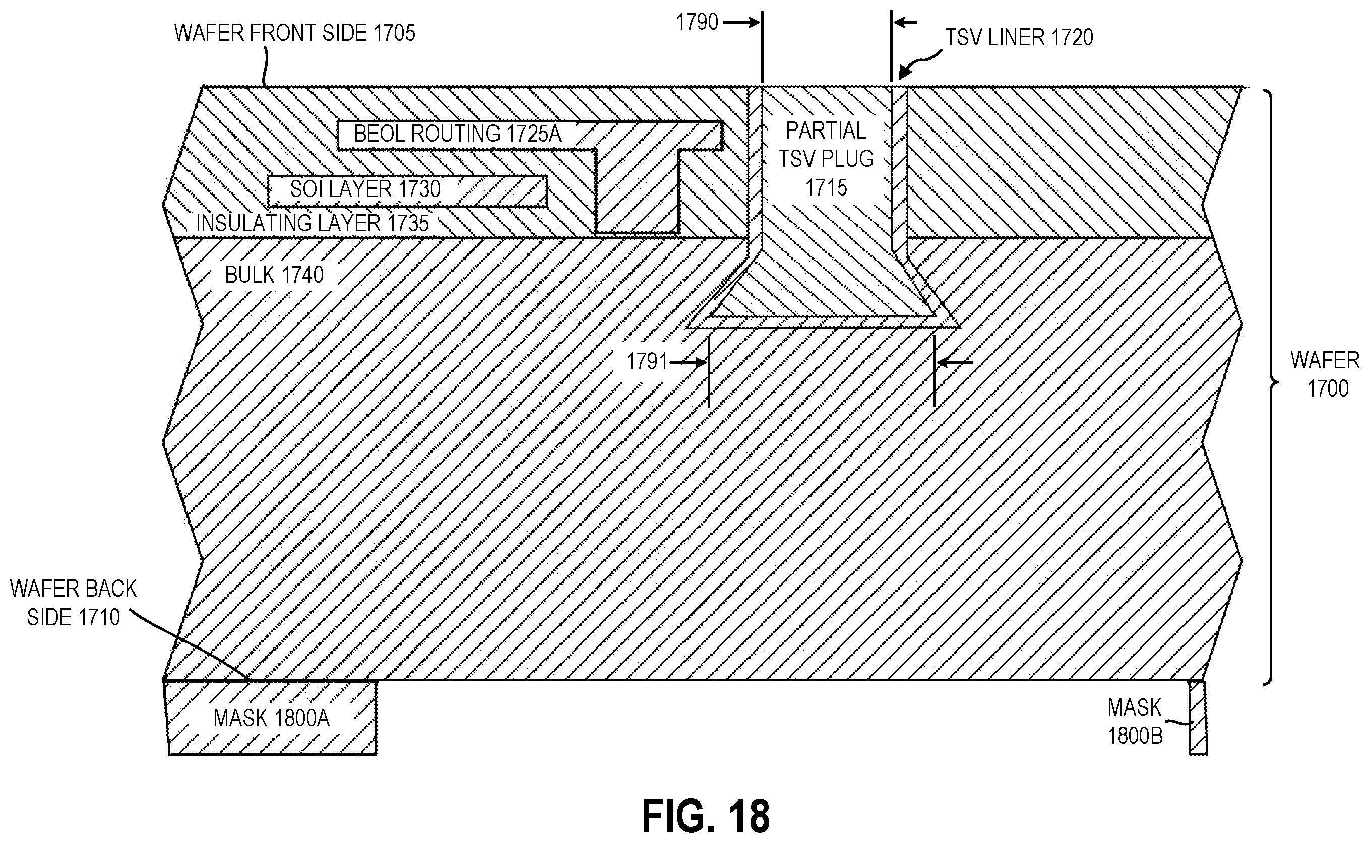 Patent US12568809 Figure 18 – Via formed using a partial plug that stops before a substrate