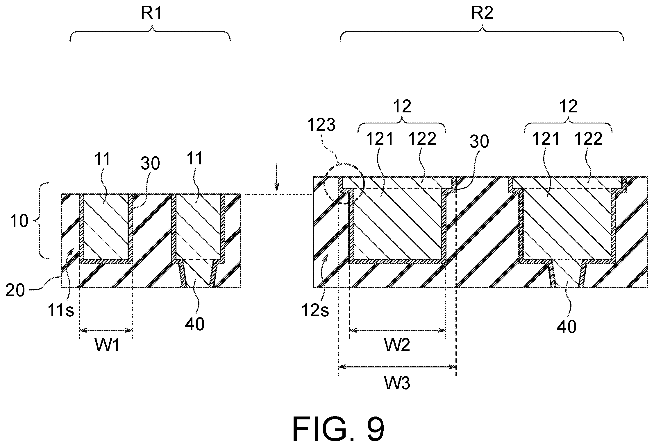 Patent US12568815 Figure 14 – Wirings for semiconductor device arranged at different intervals and having different widths